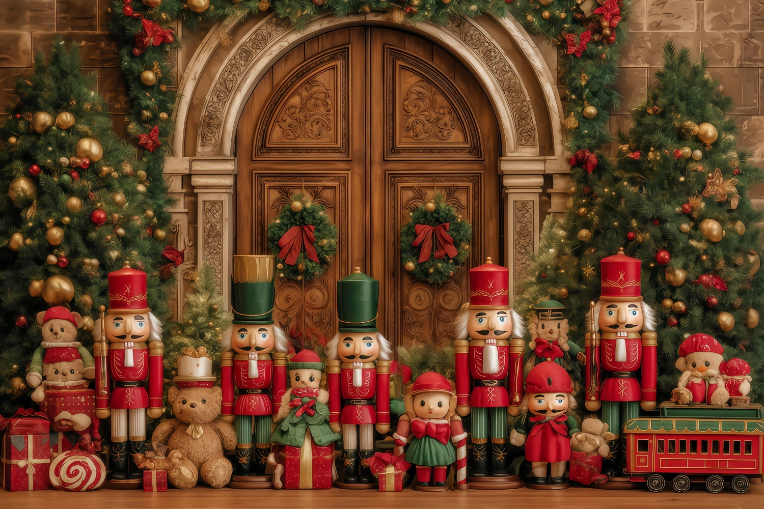 Nutcracker Backdrops Nutcracker Toy Soldier Display Christmas Backdrop Ideas UK TWW510-85