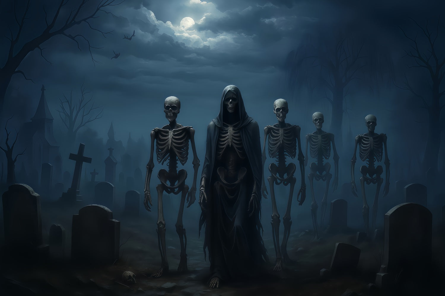 Halloween Ghost Backdrop Skeleton Army Midnight March Spooky Halloween Backdrop UK TWW510-8