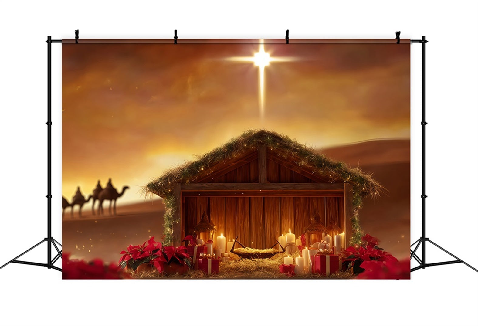 Nativity Backdrop Manger Star Desert Glow Christmas Photo Backdrops UK TWW510-91