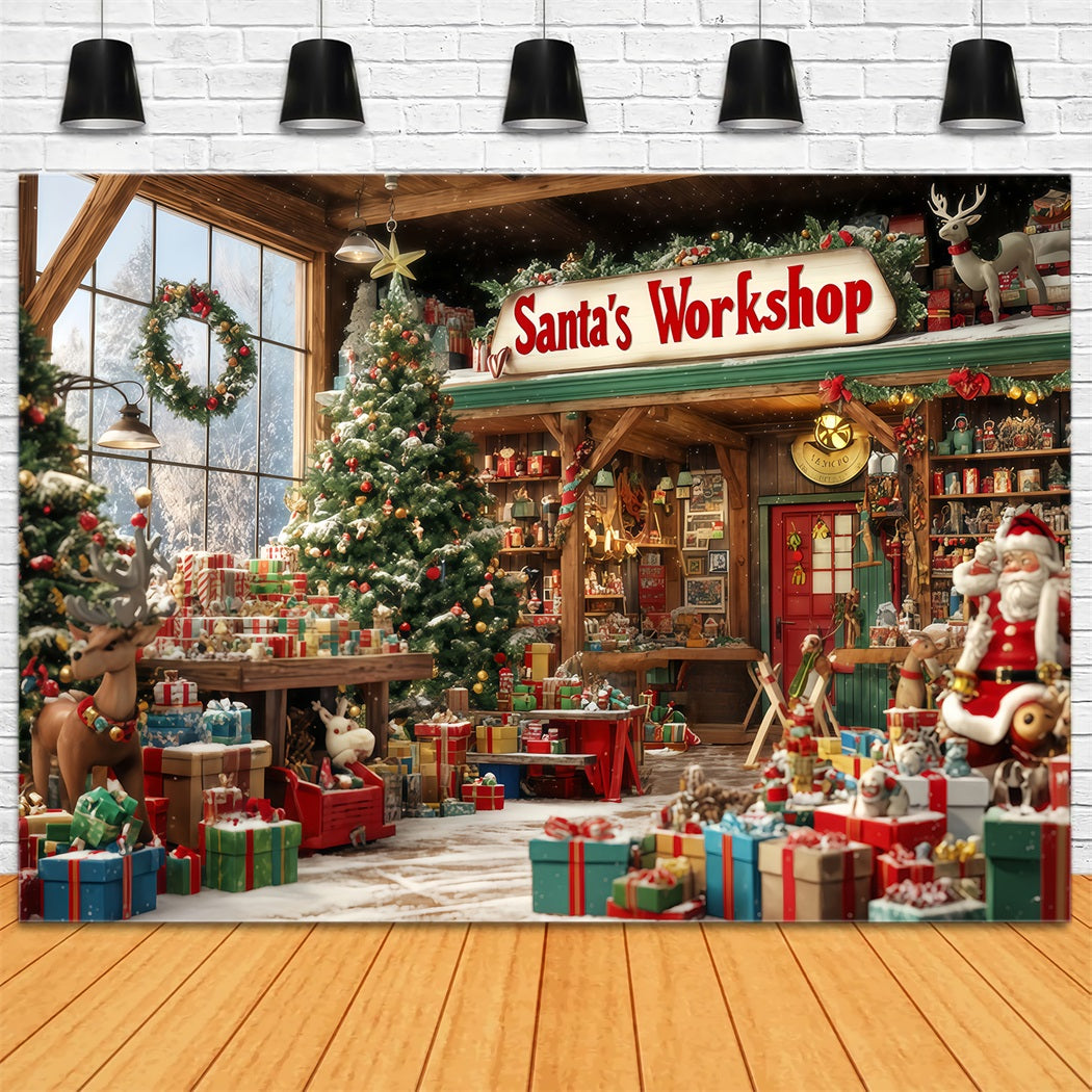 Santa's Workshop Backdrop Toy Shop Gift Wonderland Christmas Backdrop UK TWW510-94