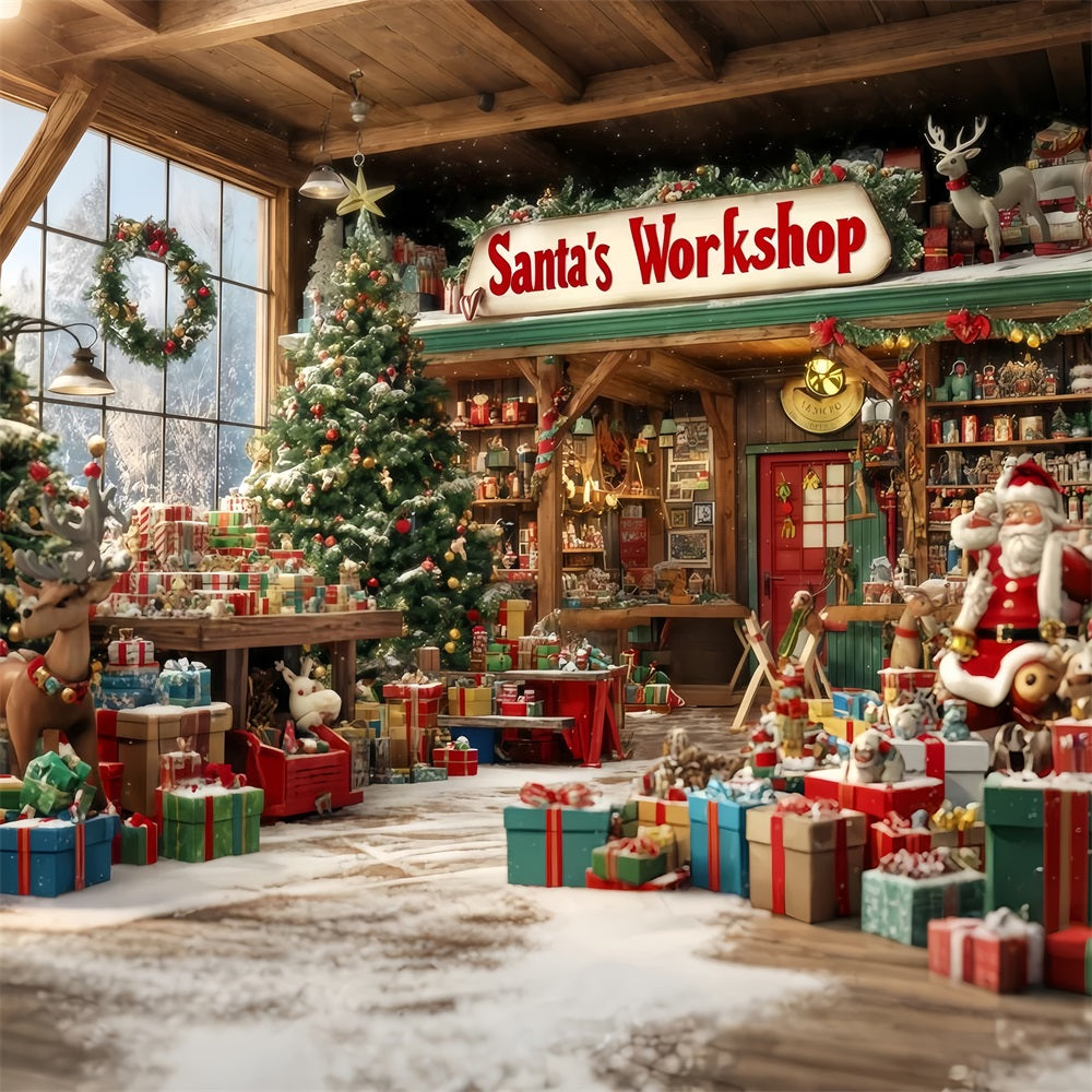 Santa's Workshop Backdrop Toy Shop Gift Wonderland Christmas Backdrop UK TWW510-94