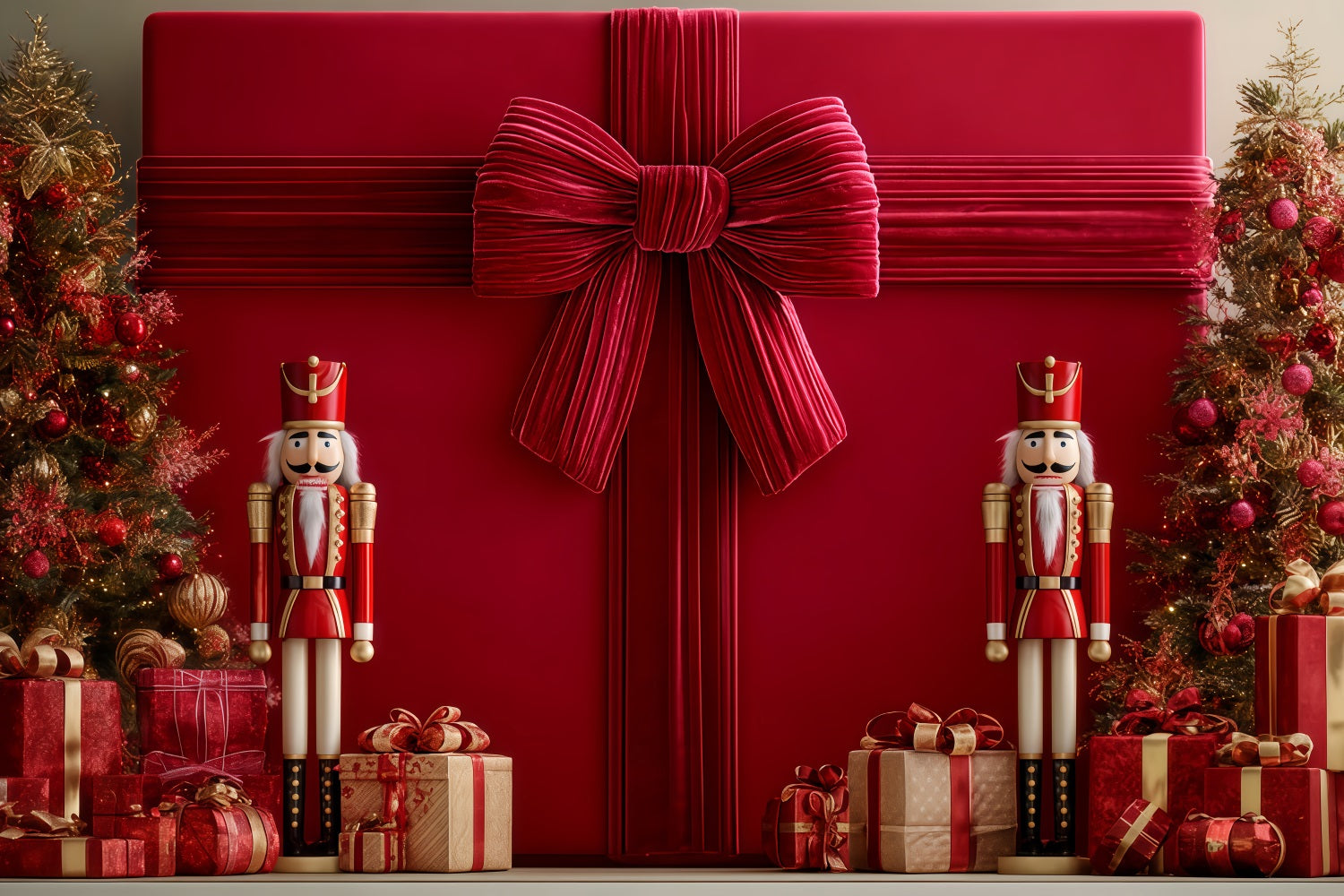 Giant Bow Backdrop Giant Gift Nutcracker Display Christmas Backdrops UK TWW510-97