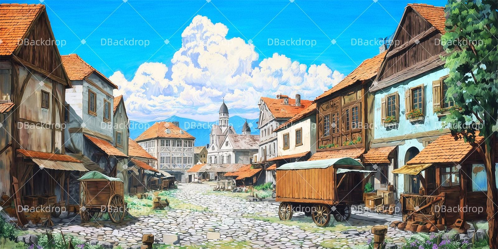 Stage Backdrops For Sale Village Street Movie Theater Backdrop UK TWW511-T65