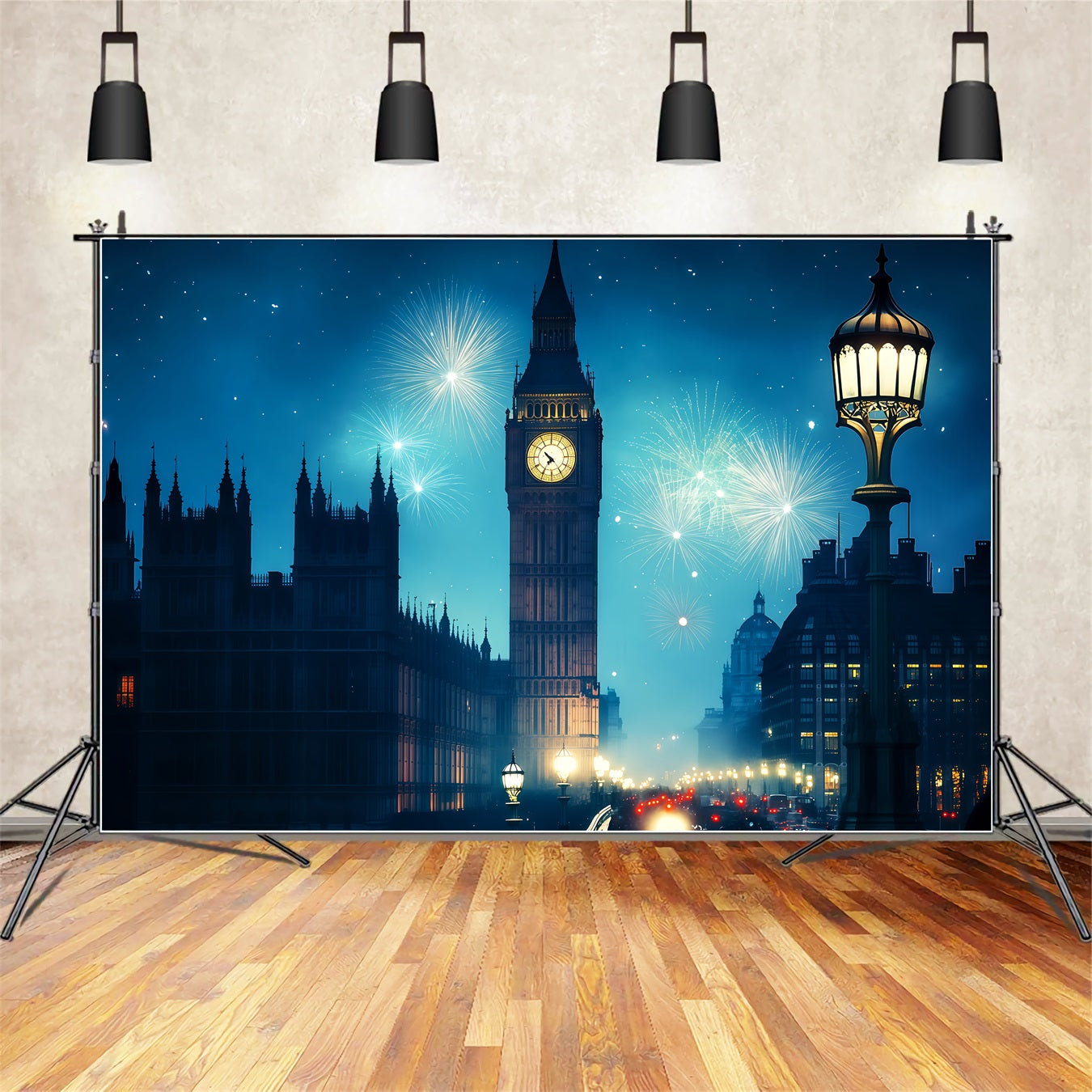 New Years Backdrops London Clocktower Fireworks City Night Backdrop UK TWW512-15