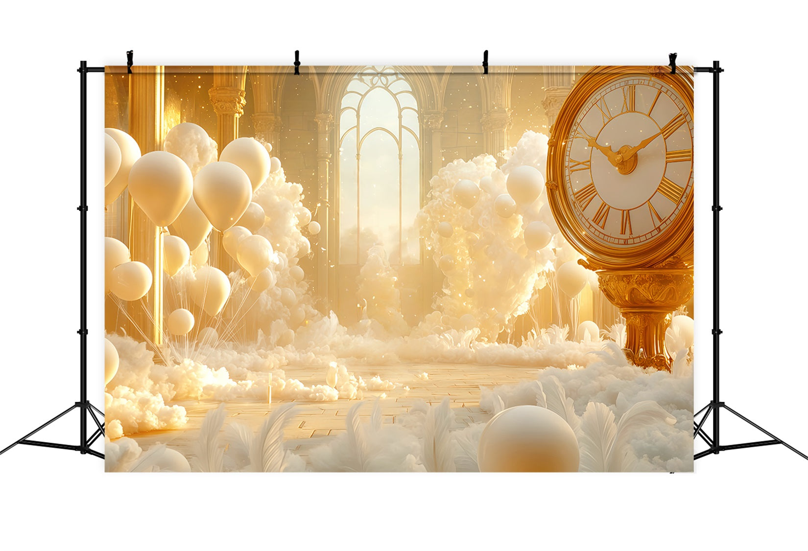 New Year Backdrop Ideas Golden Cloud Balloon Fantasy Countdown Clock Backdrop UK TWW512-18