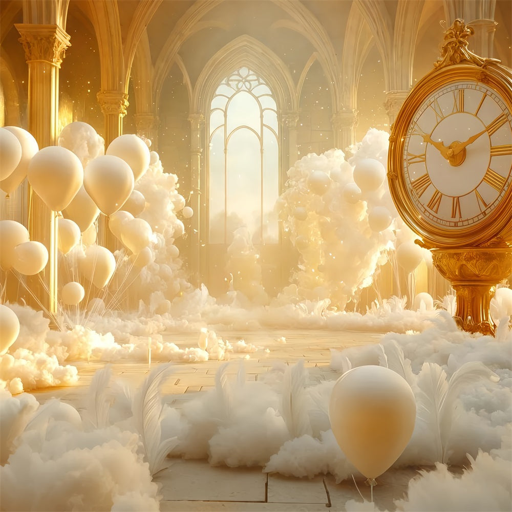 New Year Backdrop Ideas Golden Cloud Balloon Fantasy Countdown Clock Backdrop UK TWW512-18