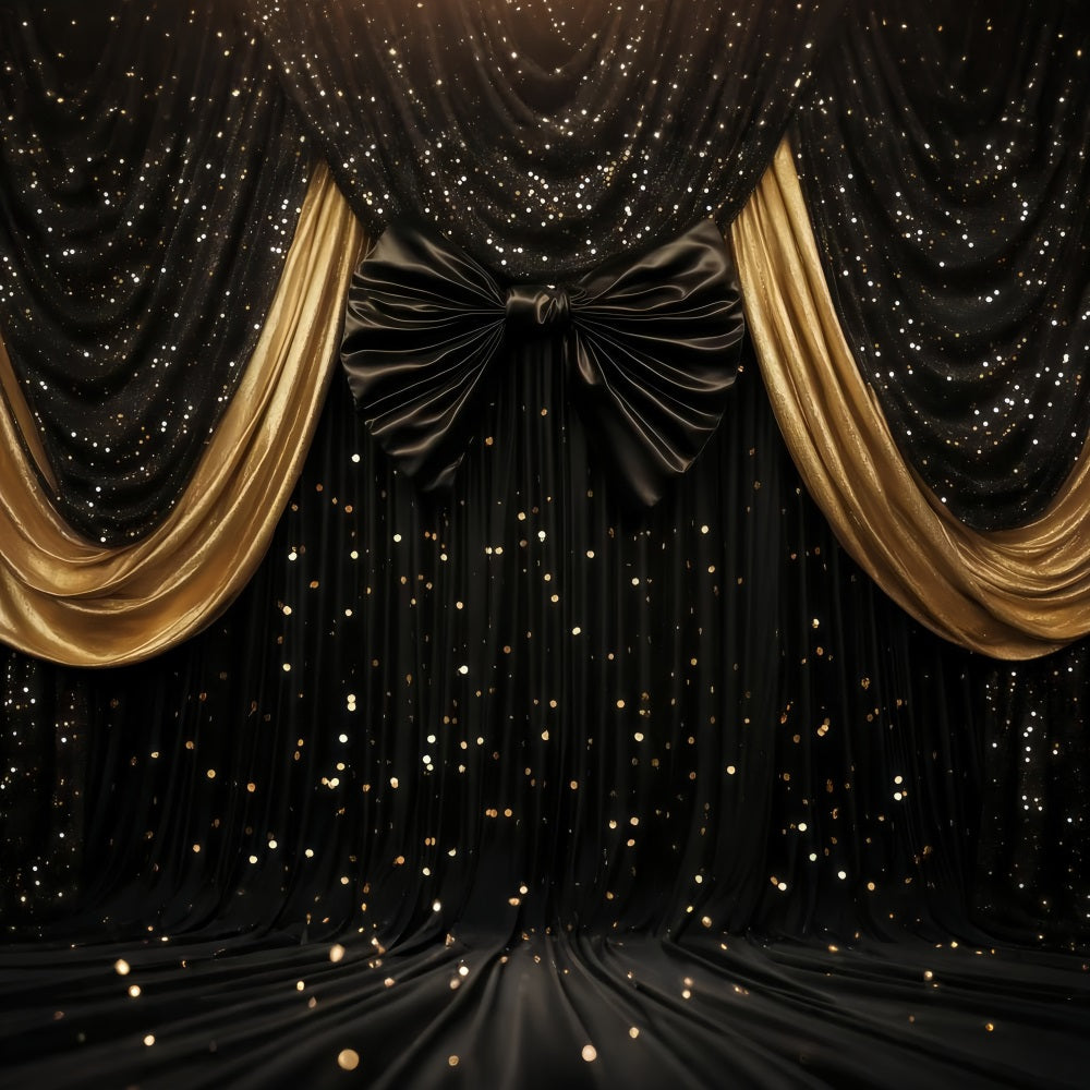 New Year Photo Backdrop Luxury Draped Shimmer Bokeh Gold Glitter Backdrop UK TWW512-19
