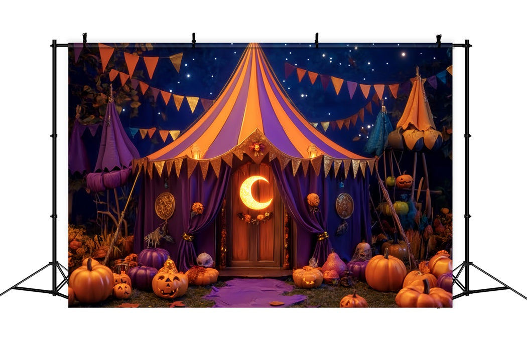 Halloween Circus Backdrop Pumpkin Crescent Moon Tent Circus Backdrop UK TWW59-1