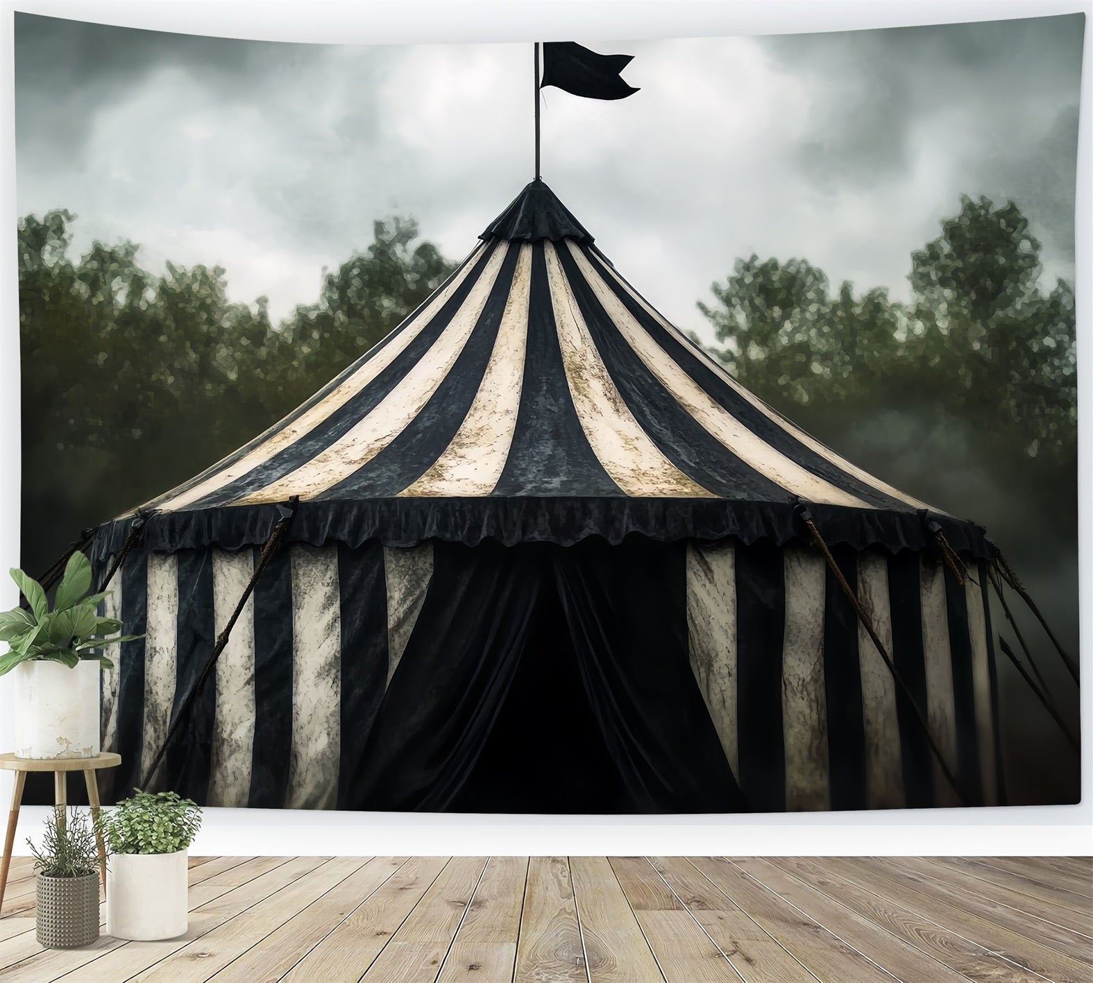 Carnival Tent Backdrop Vintage Black White Tent Circus Carnival Backdrop UK TWW59-10