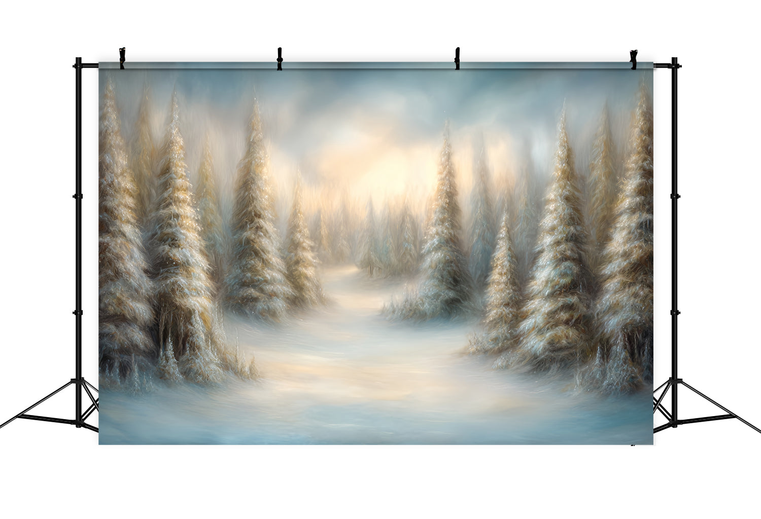 Pine Forest Backdrop Dreamy Painted Snowy Pines Forest Photo Backdrop UK TWW59-135