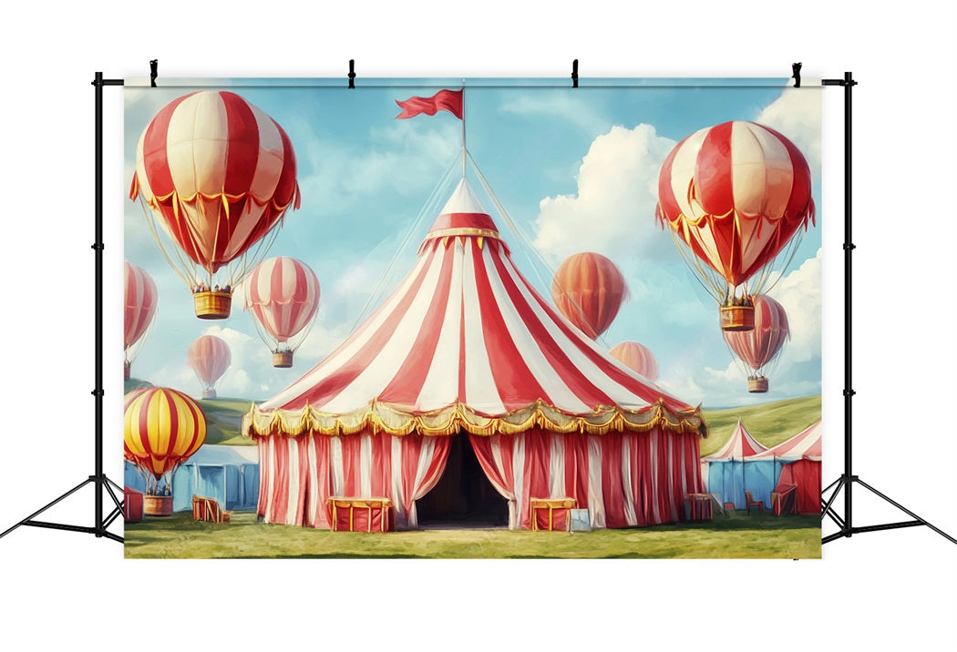 Carnival Tent Backdrop Hot Air Balloons Carnival Pastel Circus Backdrop UK TWW59-16