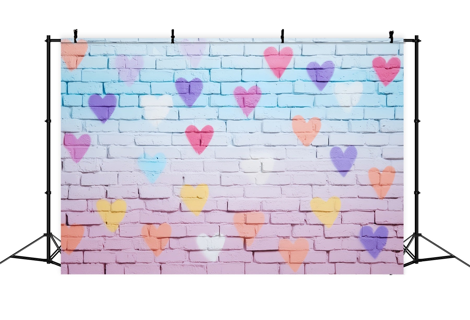 Brick Backdrop Colorful Heart Painted Wall Brick Photo Backdrop UK TWW59-164