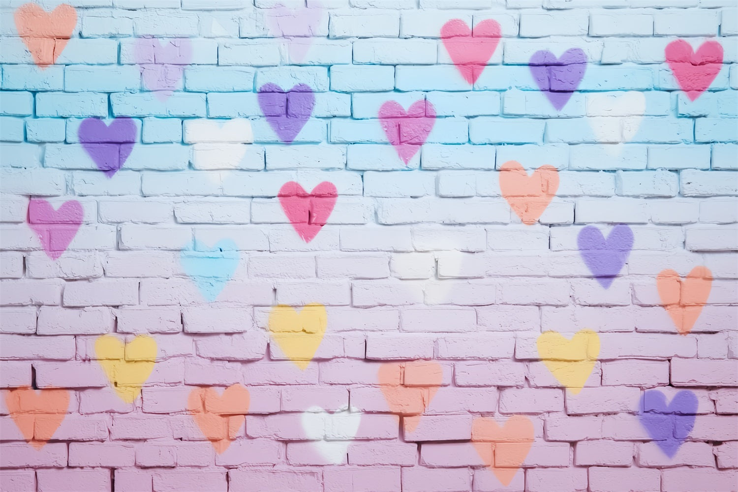 Brick Backdrop Colorful Heart Painted Wall Brick Photo Backdrop UK TWW59-164