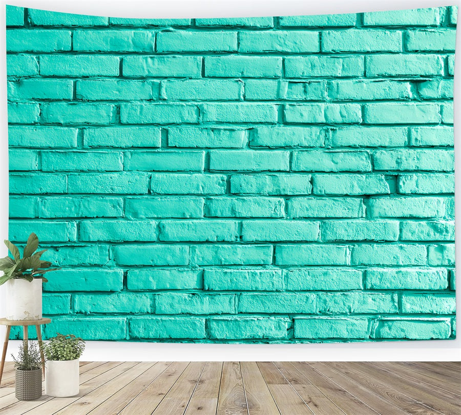 Brick Wall Backdrop Bright Aqua Painted Wall Brick Backdrop UK TWW59-166