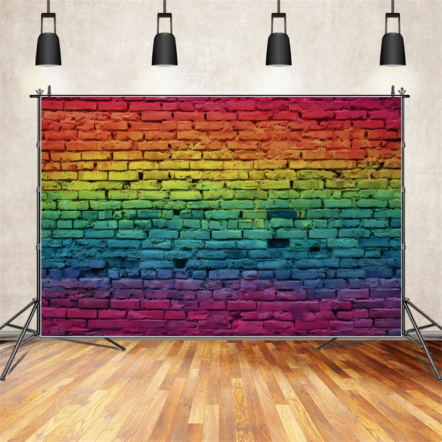 Brick Backdrop Vibrant Rainbow Gradient Wall Brick Backdrops UK TWW59-167