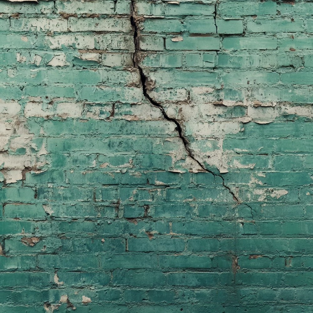 Brick Wall Photo Backdrop Aged Green Cracked Wall Brick Backdrop UK TWW59-171