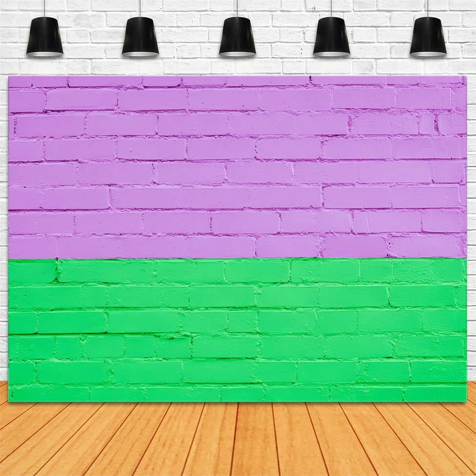 Brick Wall Backdrops Split Tone Purple Green Wall Brick Backdrop UK TWW59-174