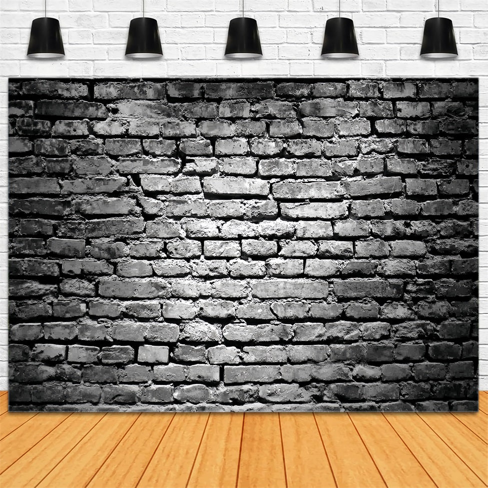Black Brick Backdrop Grunge Black White Brick Pattern Brick Backdrop UK TWW59-178