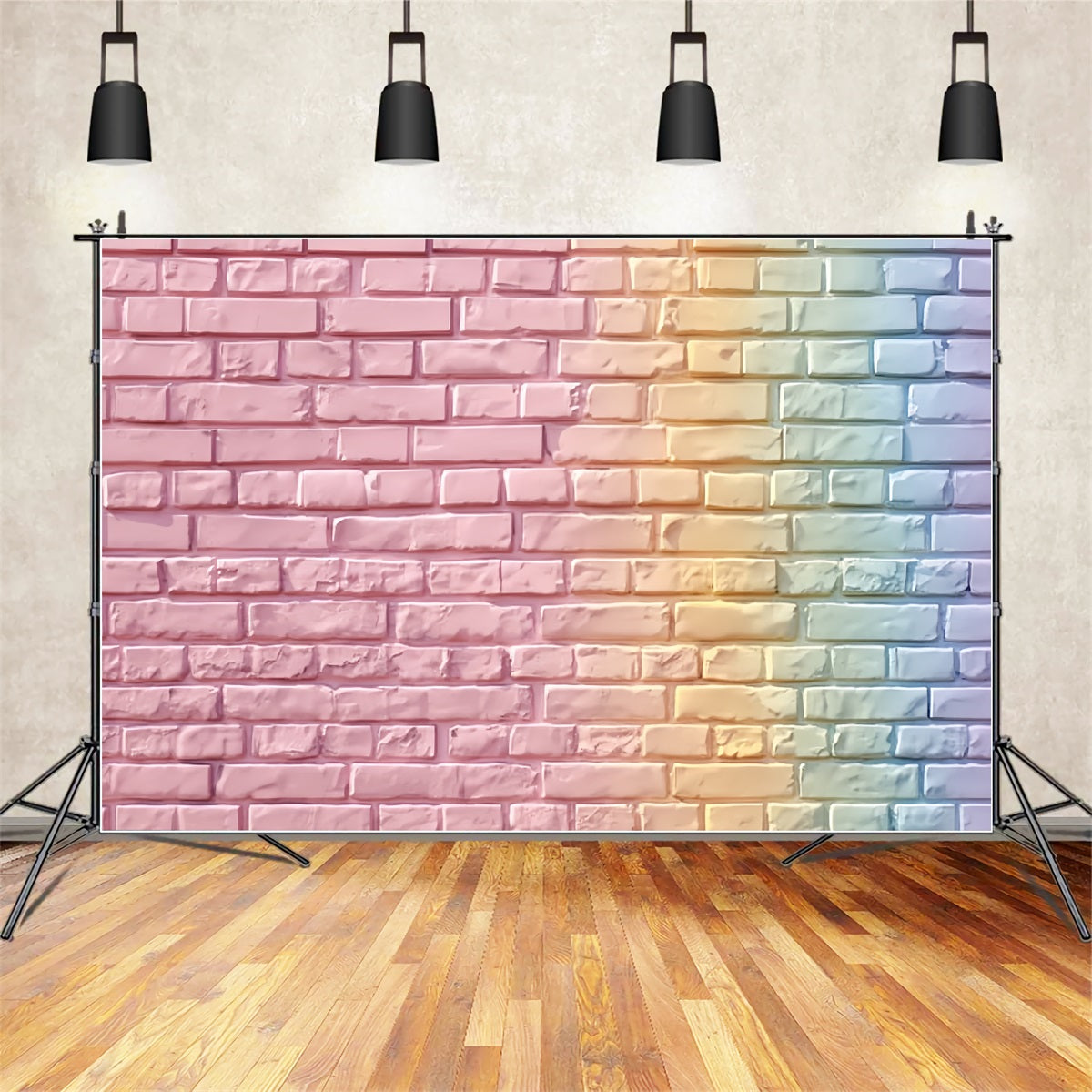 Brick Wall Photo Backdrop Pastel Rainbow Gradient Wall Brick Backdrop UK TWW59-180