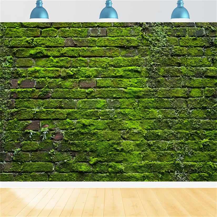Brick Wall Backdrops Green Moss Vintage Wall Brick Photo Backdrop UK TWW59-185