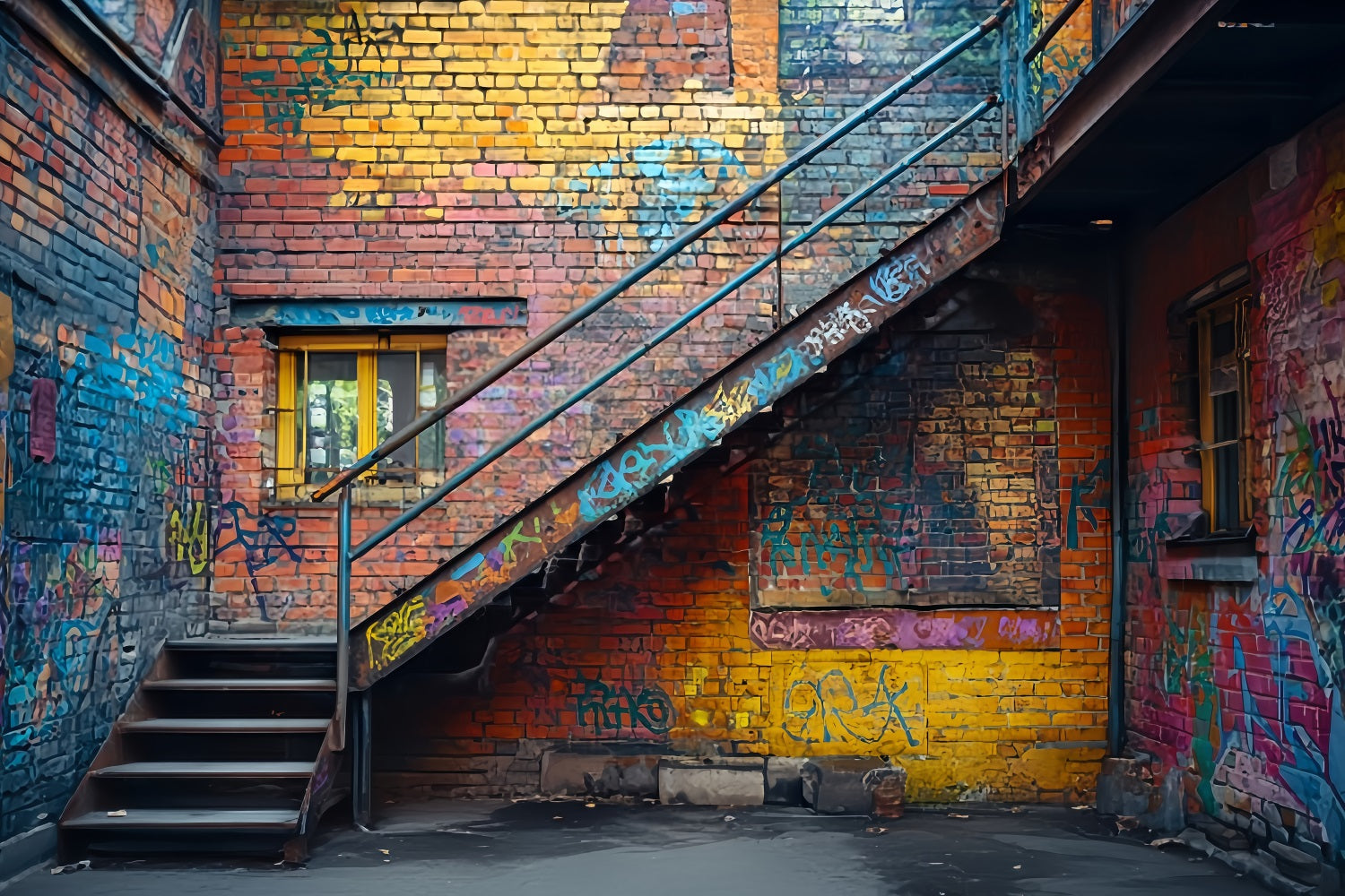 Brick Wall Backdrop Urban Graffiti Alley Brick Wall Brick Backdrop UK TWW59-190