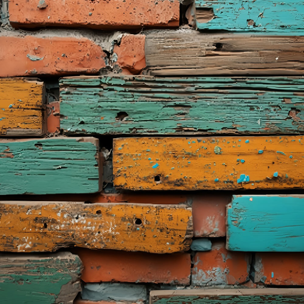 Brick Backdrops Weathered Painted Wooden Wall Brick Wall Photo Backdrop UK TWW59-194