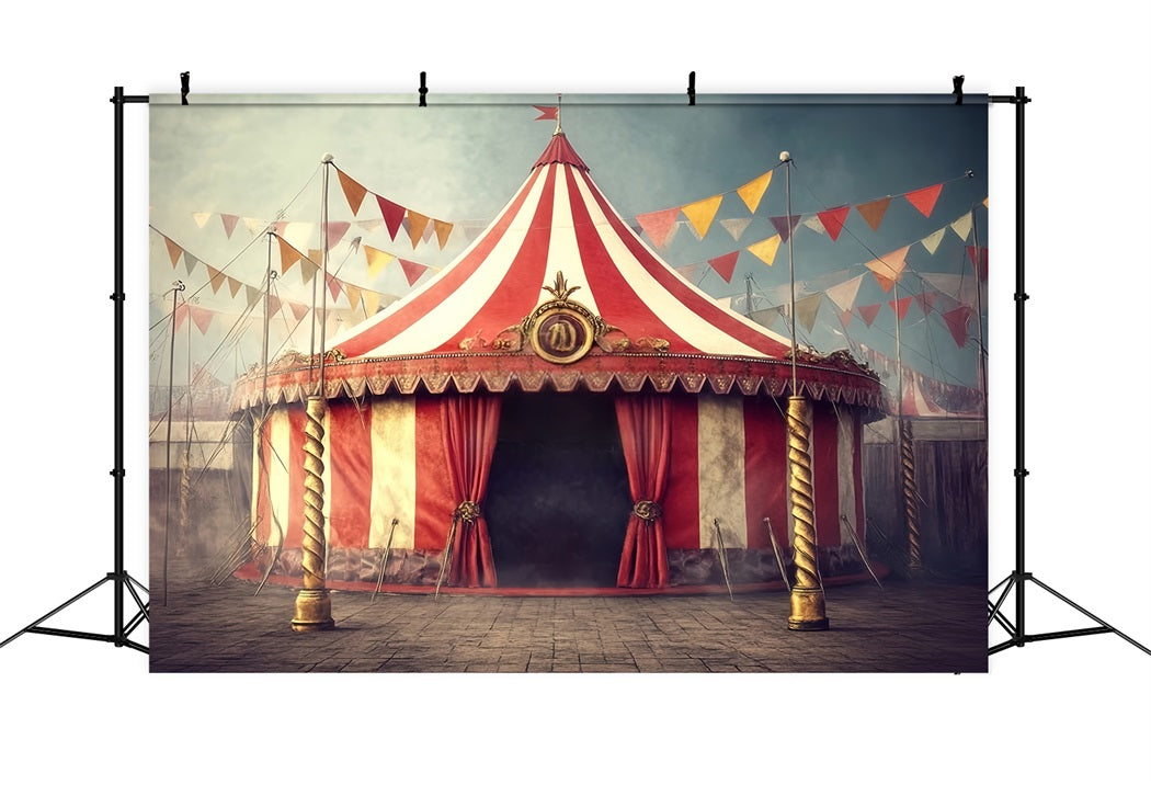 Carnival Tent Backdrop Vintage Striped Tent Circus Carnival Backdrop UK TWW59-2