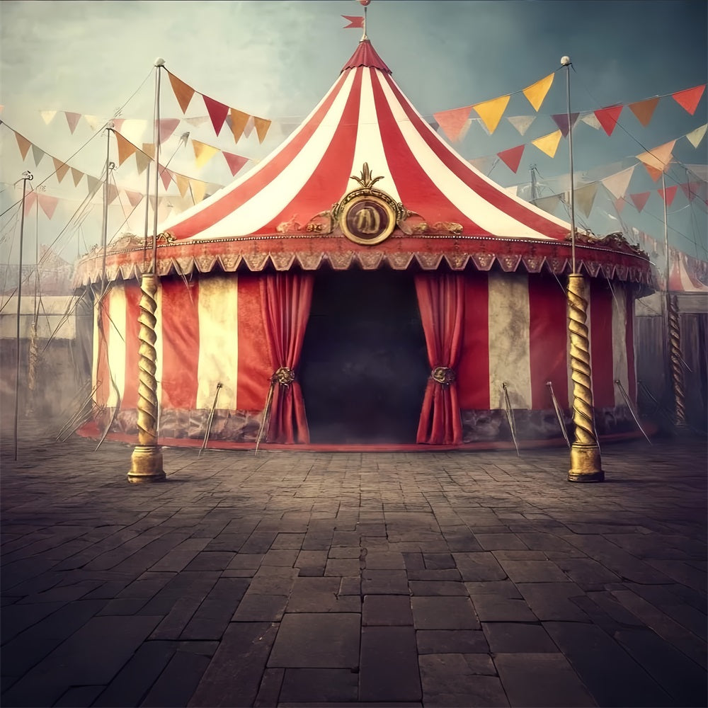 Carnival Tent Backdrop Vintage Striped Tent Circus Carnival Backdrop UK TWW59-2