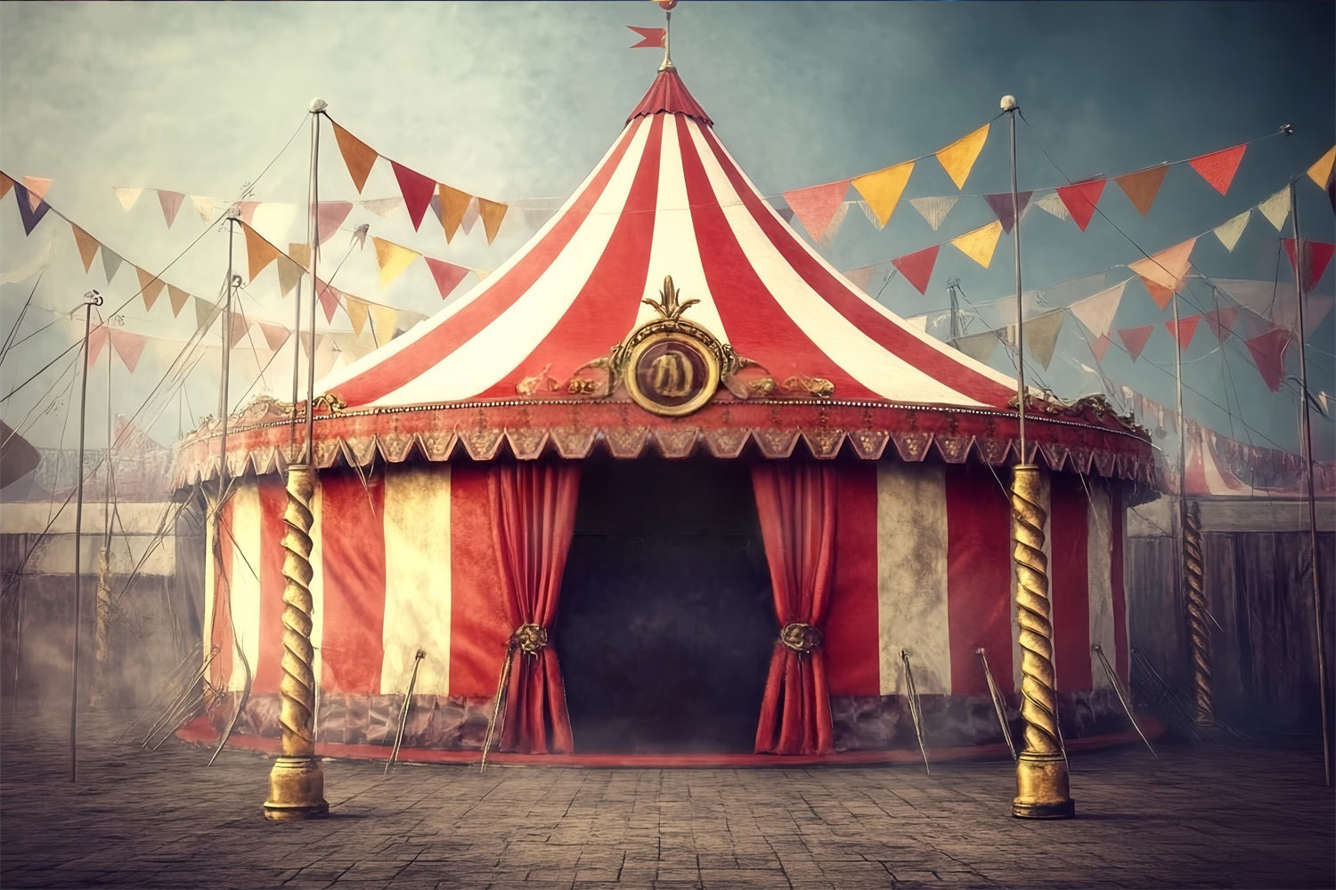 Carnival Tent Backdrop Vintage Striped Tent Circus Carnival Backdrop UK TWW59-2