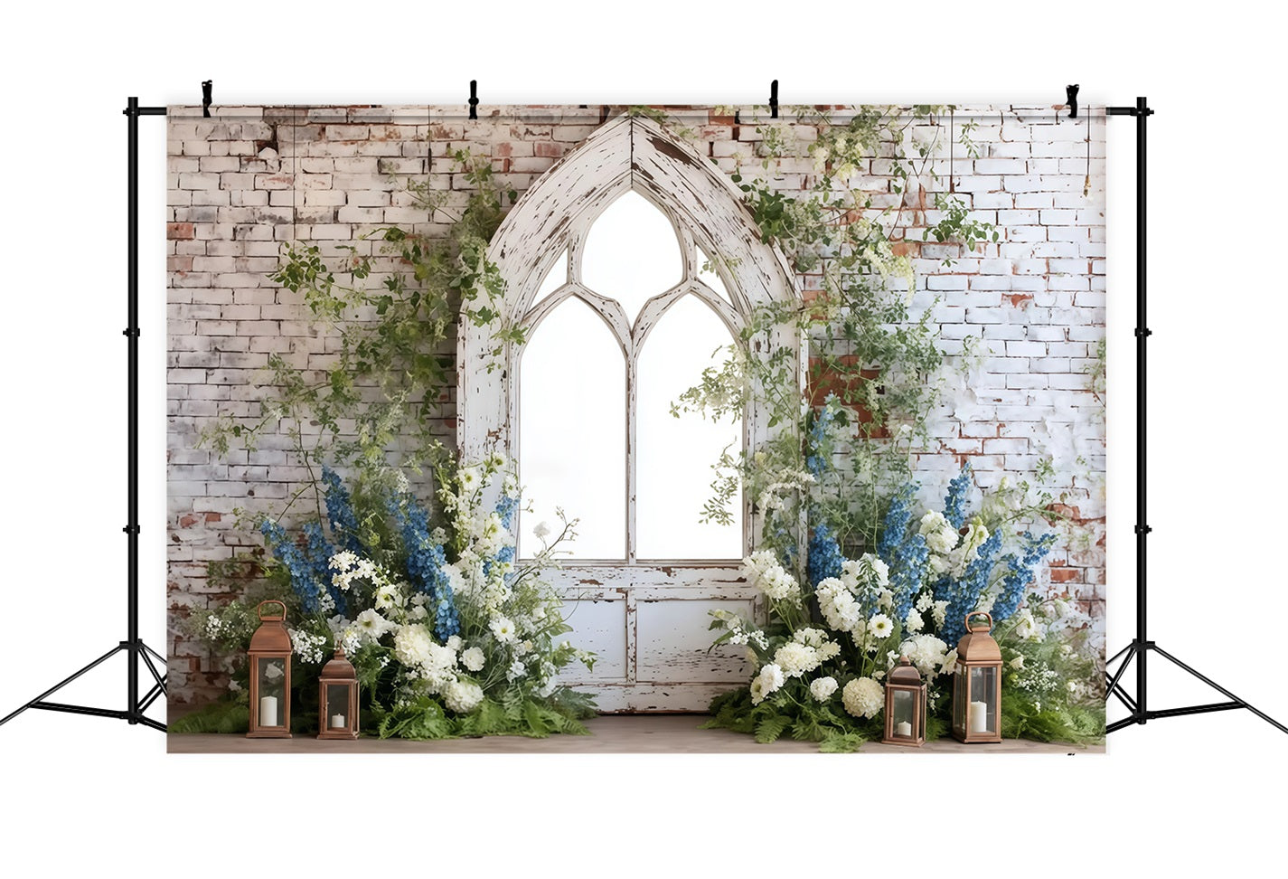 Brick Photo Backdrop Rustic Arch Floral Decor Brick Backdrop UK TWW59-202