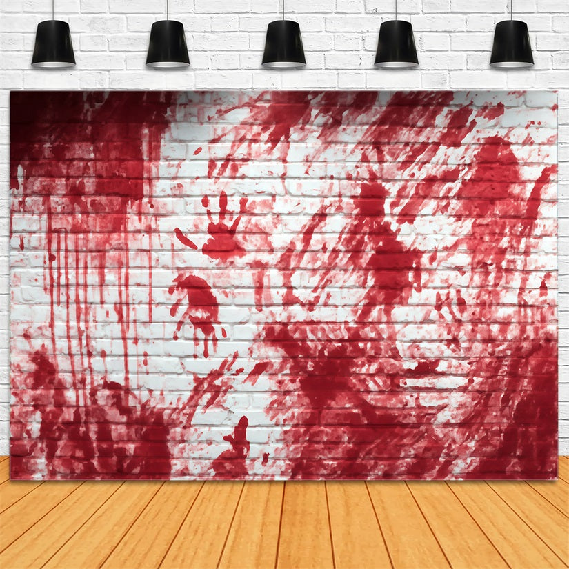 Brick Backdrop Photography Bloody Handprint Horror Wall Brick Backdrops UK TWW59-204