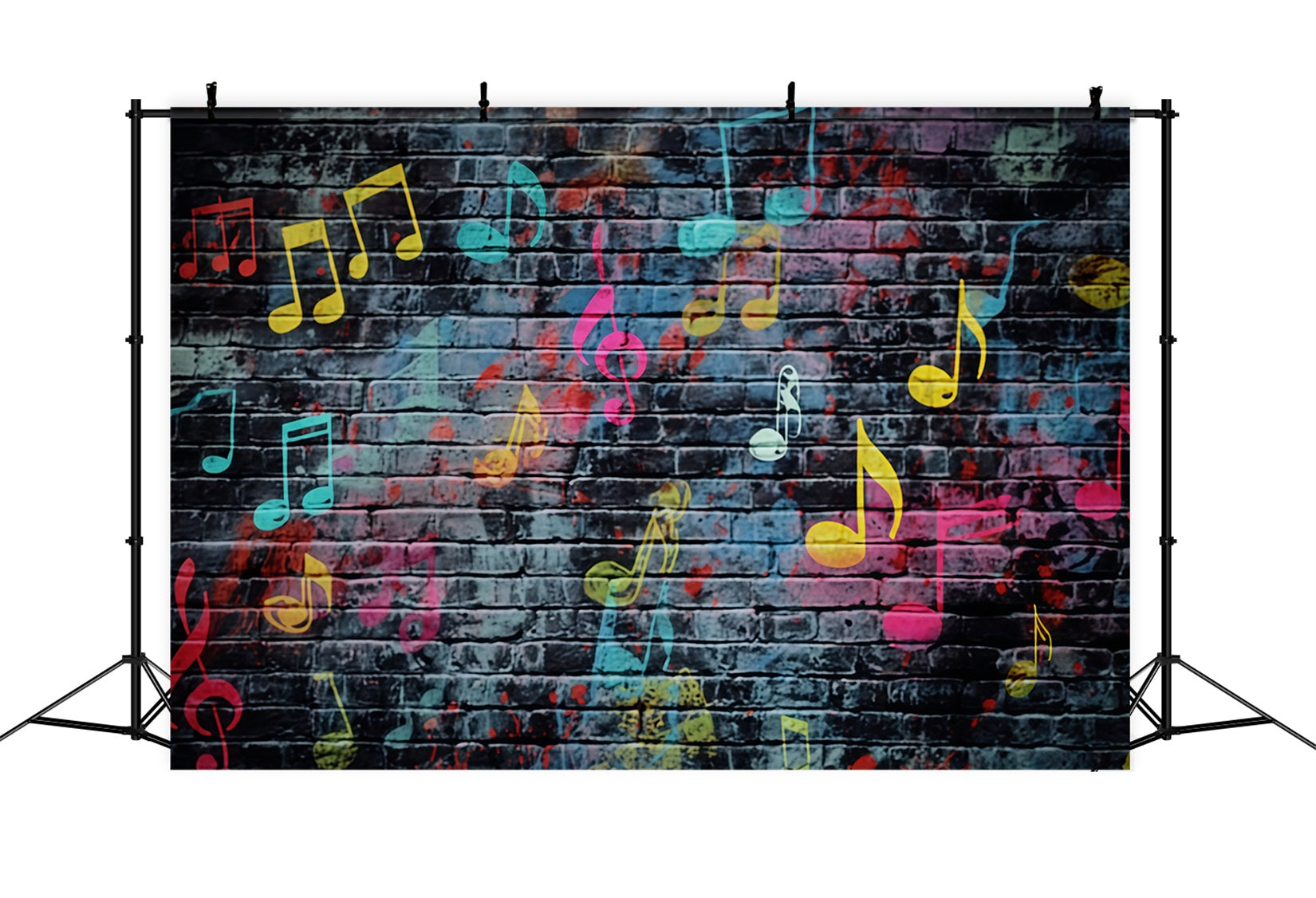 Brick Photography Backdrop Colorful Musical Note Graffiti Brick Backdrop UK TWW59-207