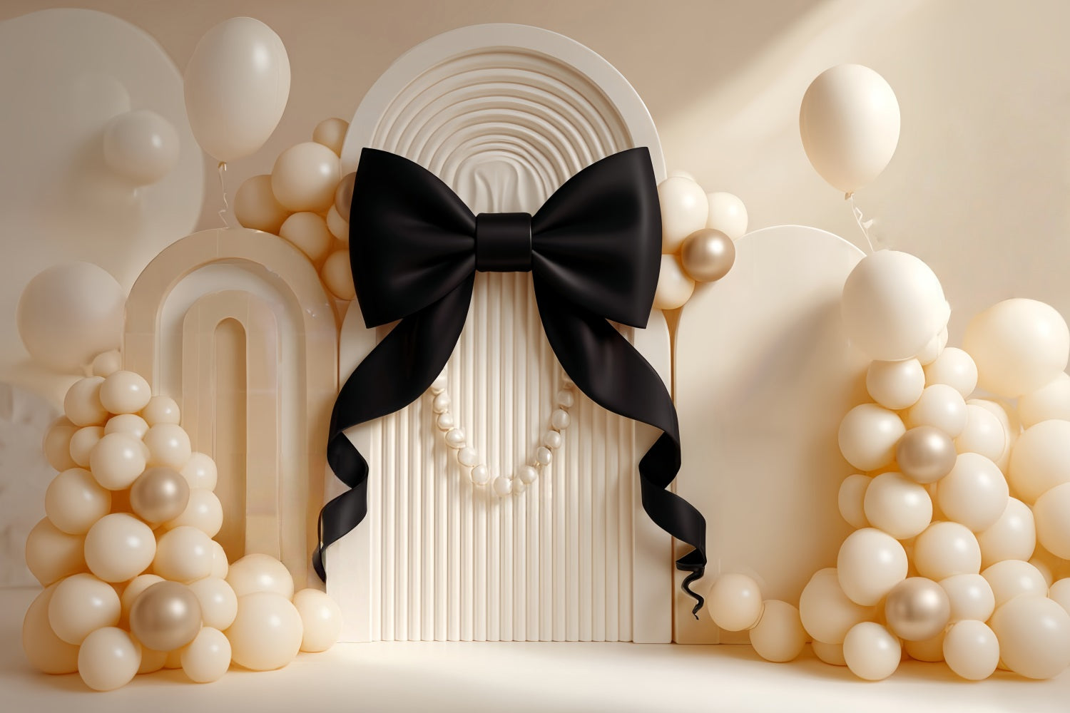 Cake Smash Backdrop Elegant Black Bow Pearl Birthday Backdrop UK TWW59-219