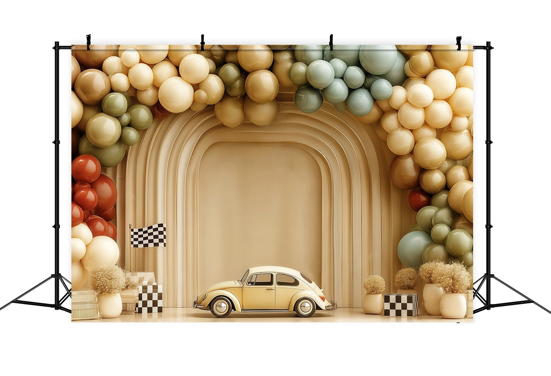 Cake Smash Backdrop Vintage Car Balloon Arch Smash Cake Backdrop UK TWW59-223