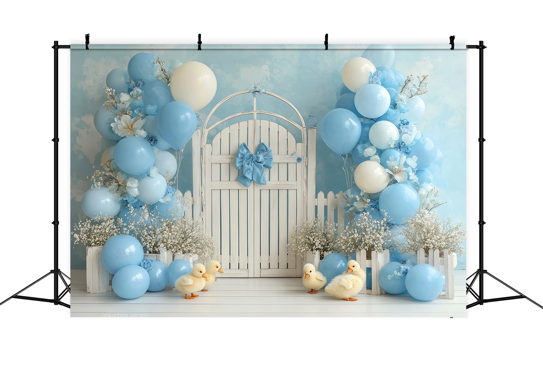 Smash Cake Backdrop Blue Duckling Garden Gate Cake Smash Photography Backdrop UK TWW59-225