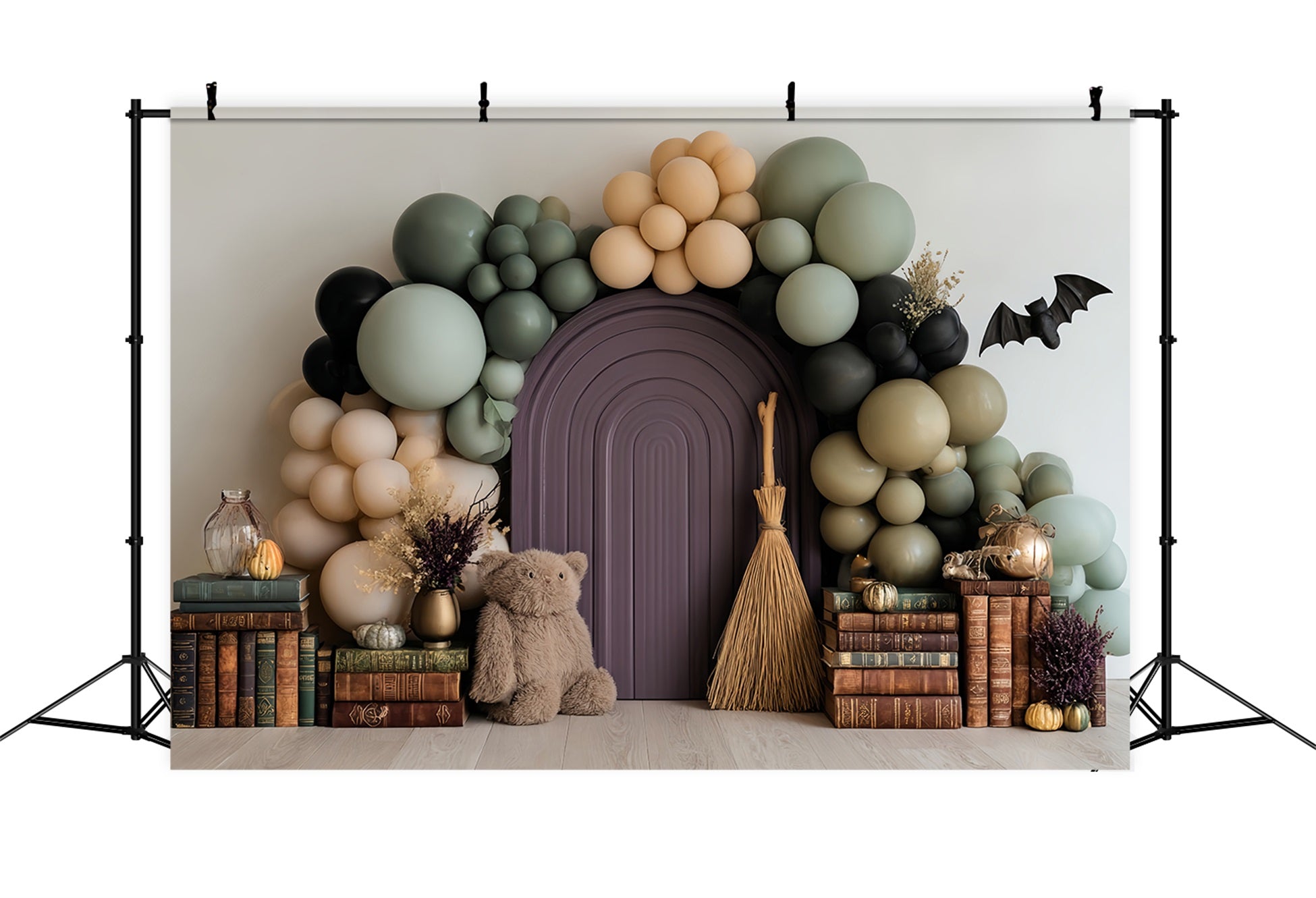 Cake Smash Backdrop Boy Witch Teddy Balloon Library Birthday Backdrop UK TWW59-226