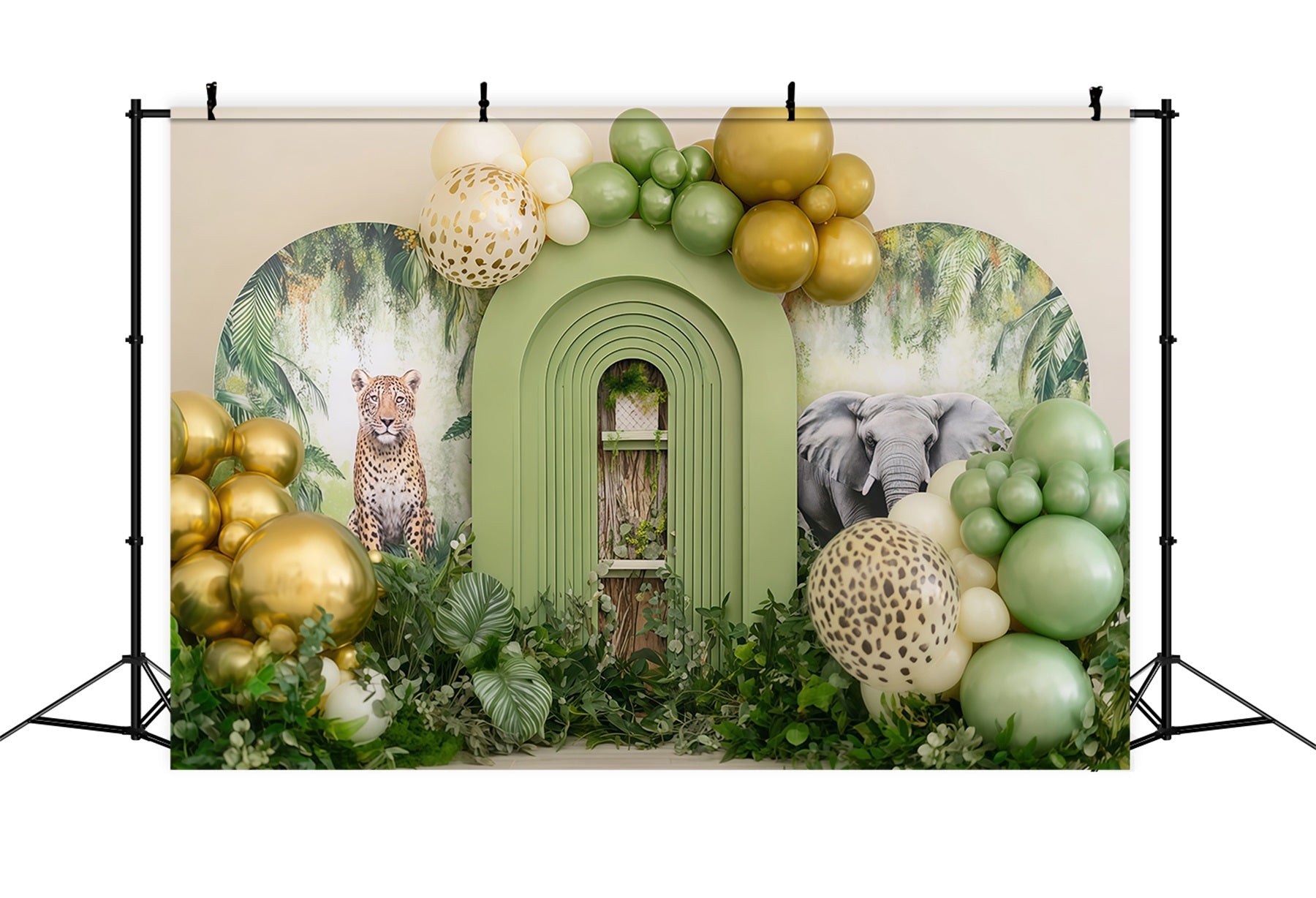 Cake Photography Backdrops Safari Jungle Balloon Adventure Cake Smash Backdrop UK TWW59-228