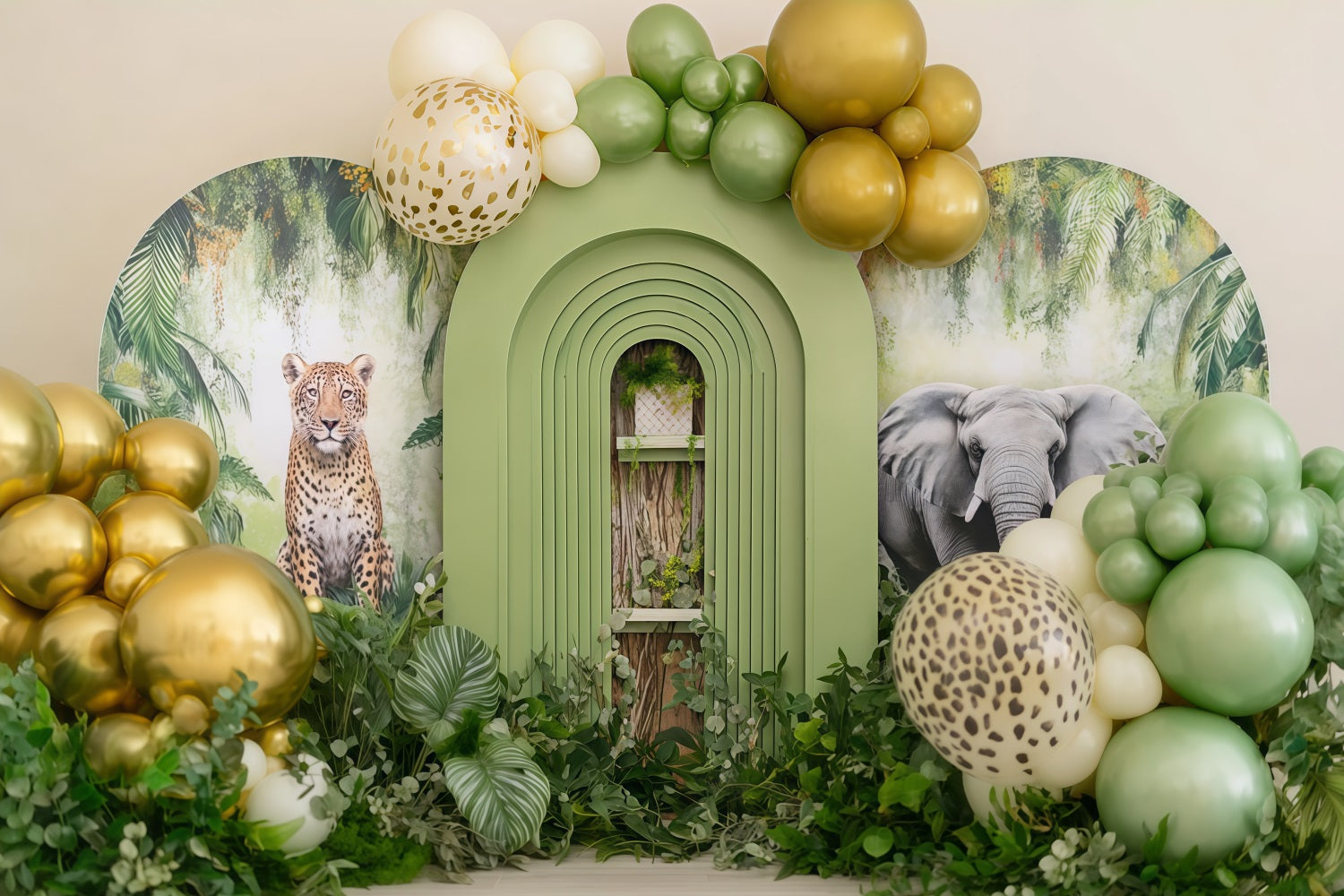 Cake Photography Backdrops Safari Jungle Balloon Adventure Cake Smash Backdrop UK TWW59-228