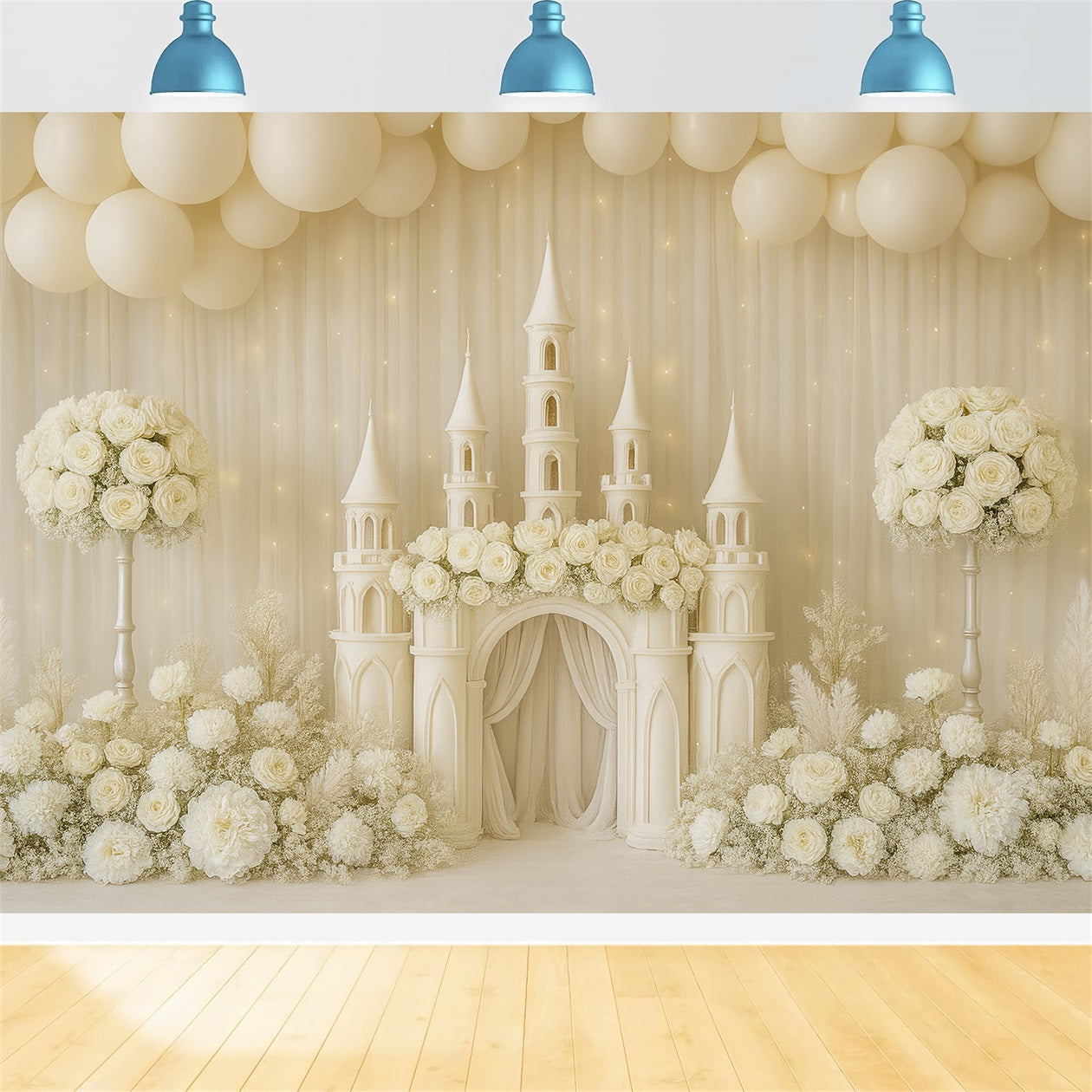 Cake Smash Photography Backdrop Ivory Castle Floral Dream Birthday Backdrops UK TWW59-229