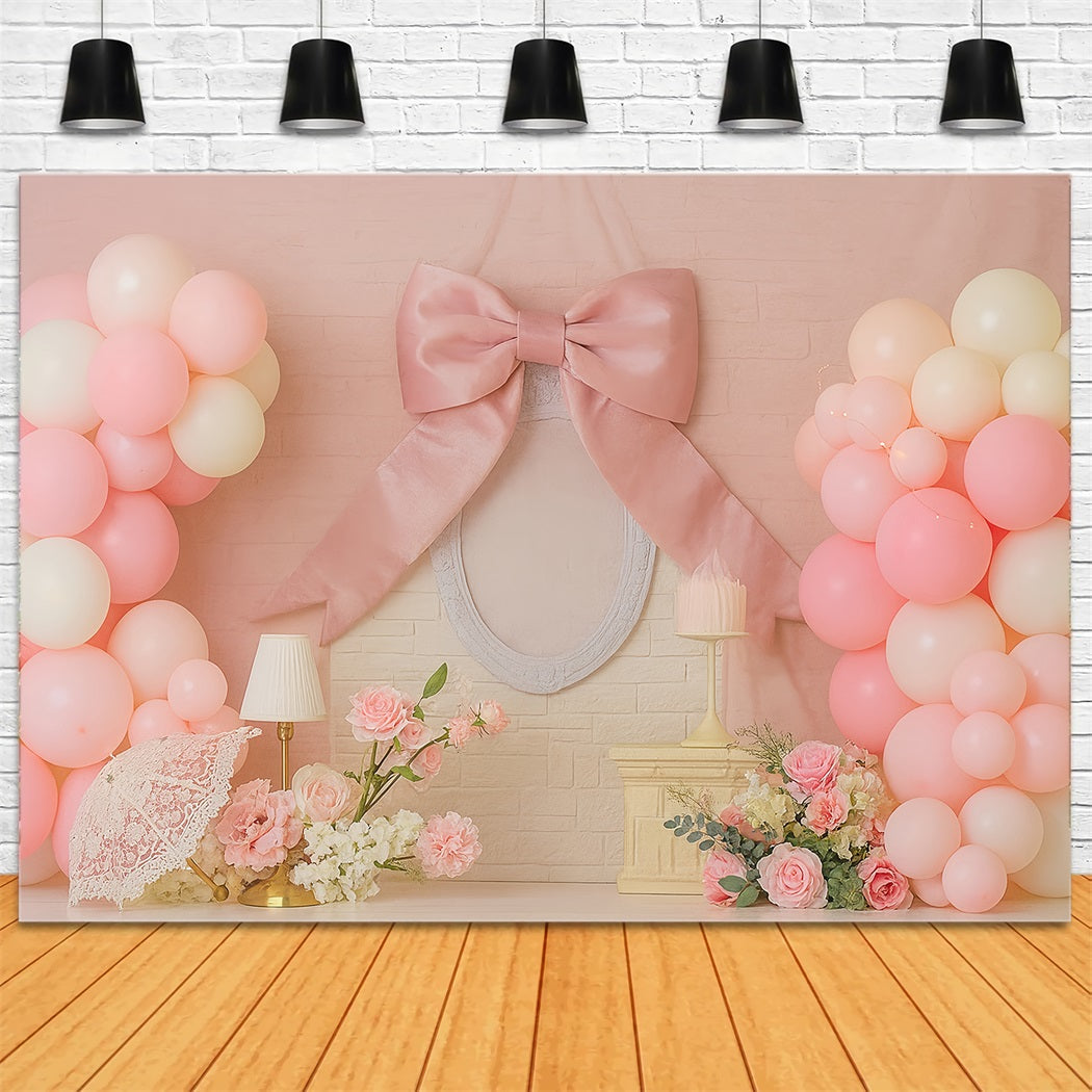 Smash Cake Backdrop Pink Ribbon Balloon Elegance Cake Smash Photography Backdrop UK TWW59-238