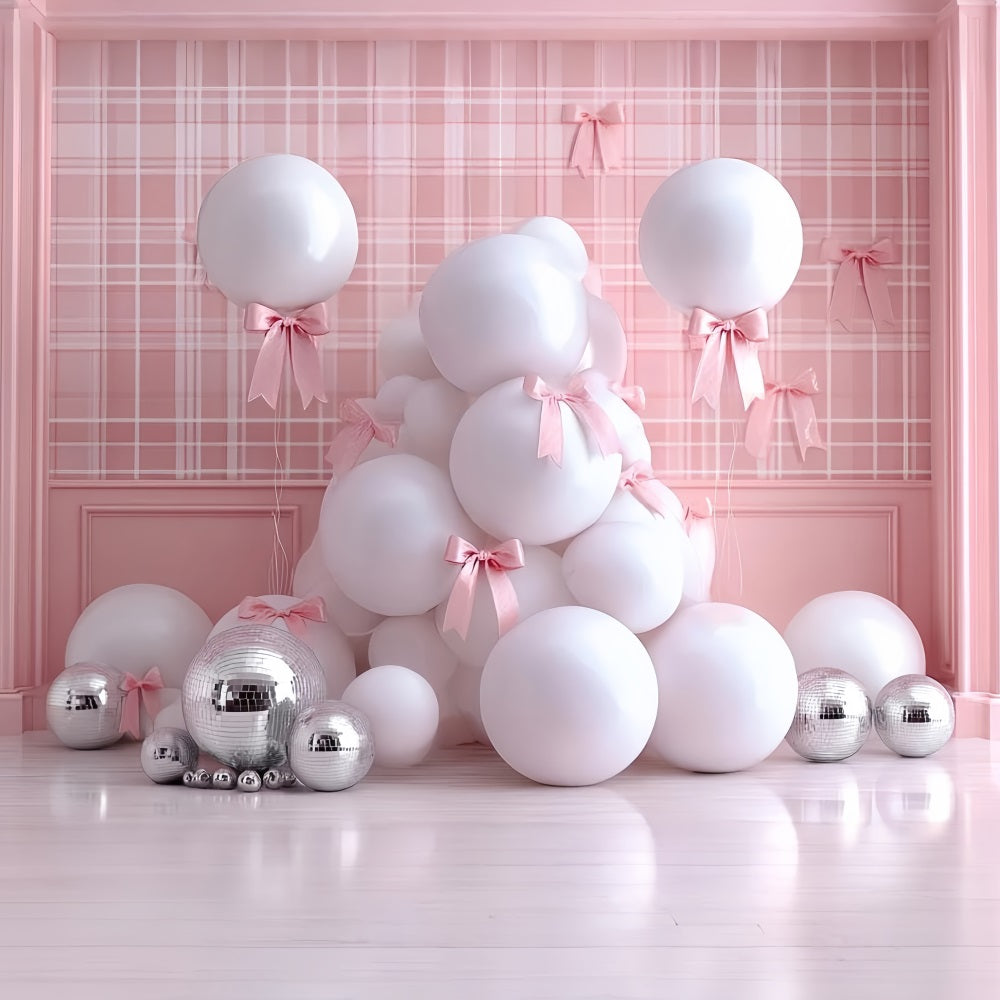 Cake Smash Backdrop Pink Bow Glam Balloons Smash Cake Backdrop UK TWW59-249