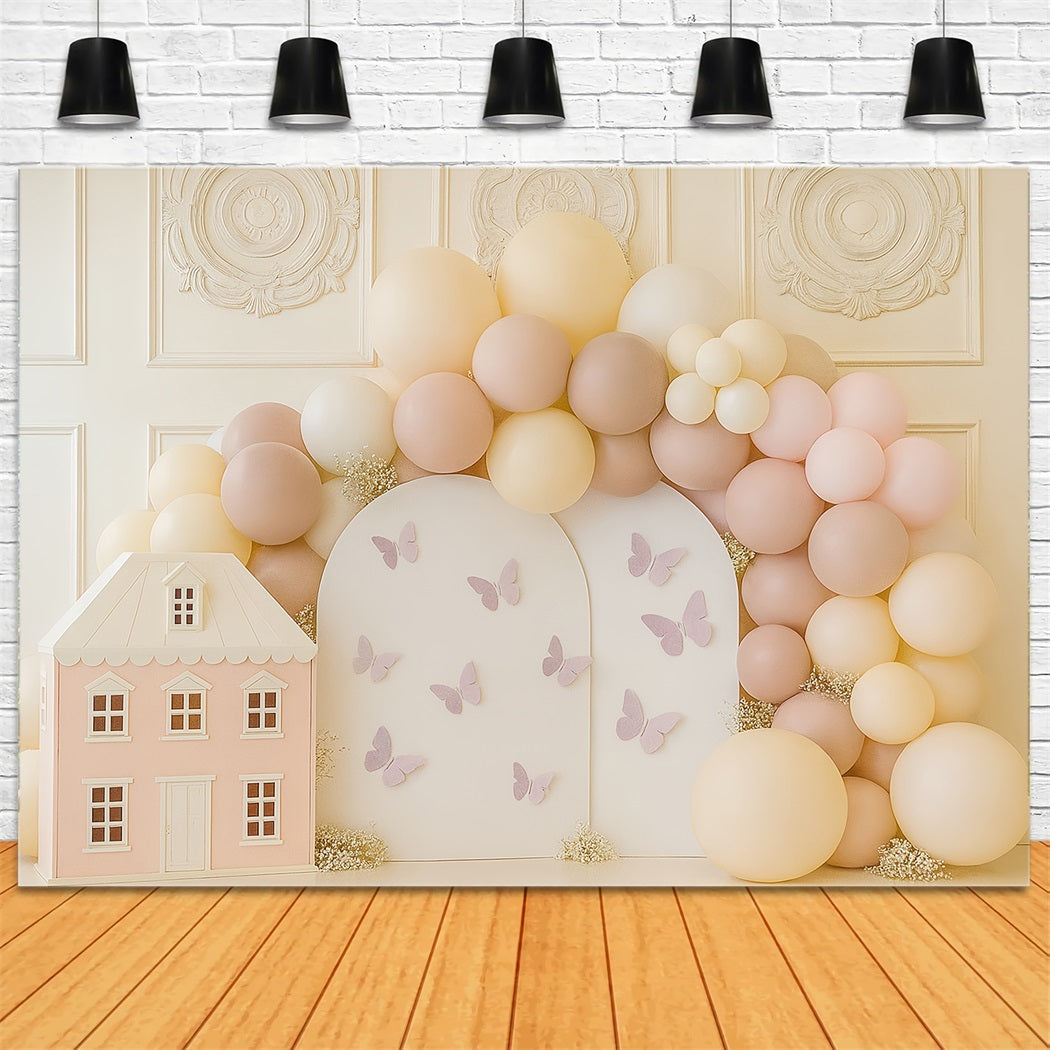 Cake Smash Backdrops Butterfly House Balloon Garden Happy Birthday Backdrop UK TWW59-257