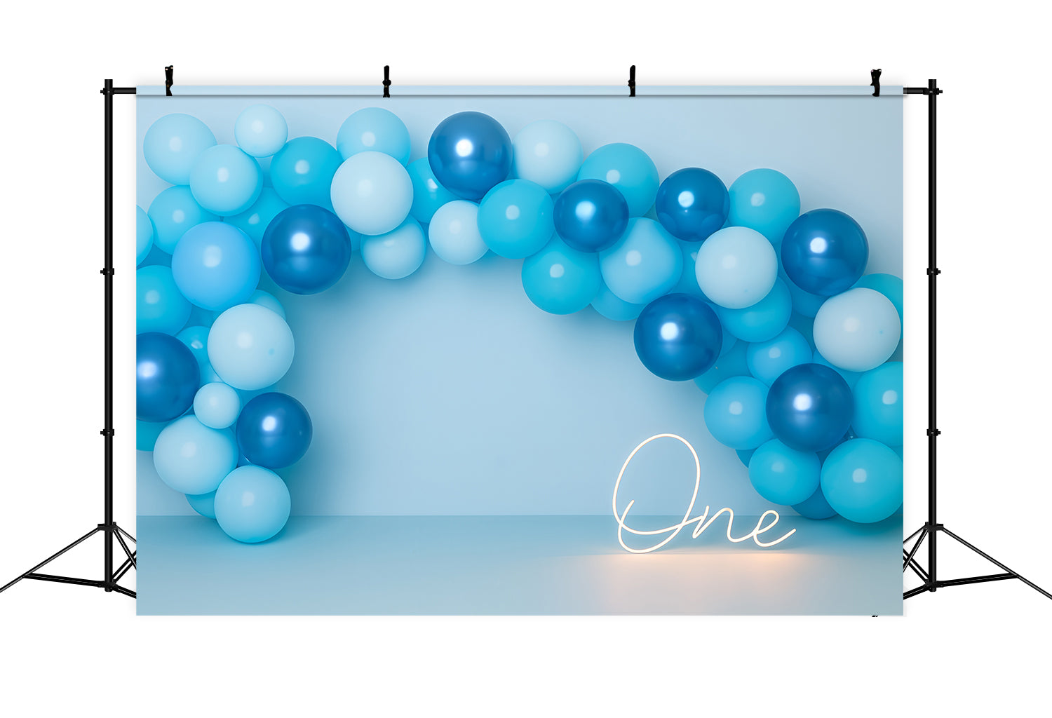 Cake Smash Backdrop Blue Balloon Arch One Glow 1st Birthday Backdrop UK TWW59-258