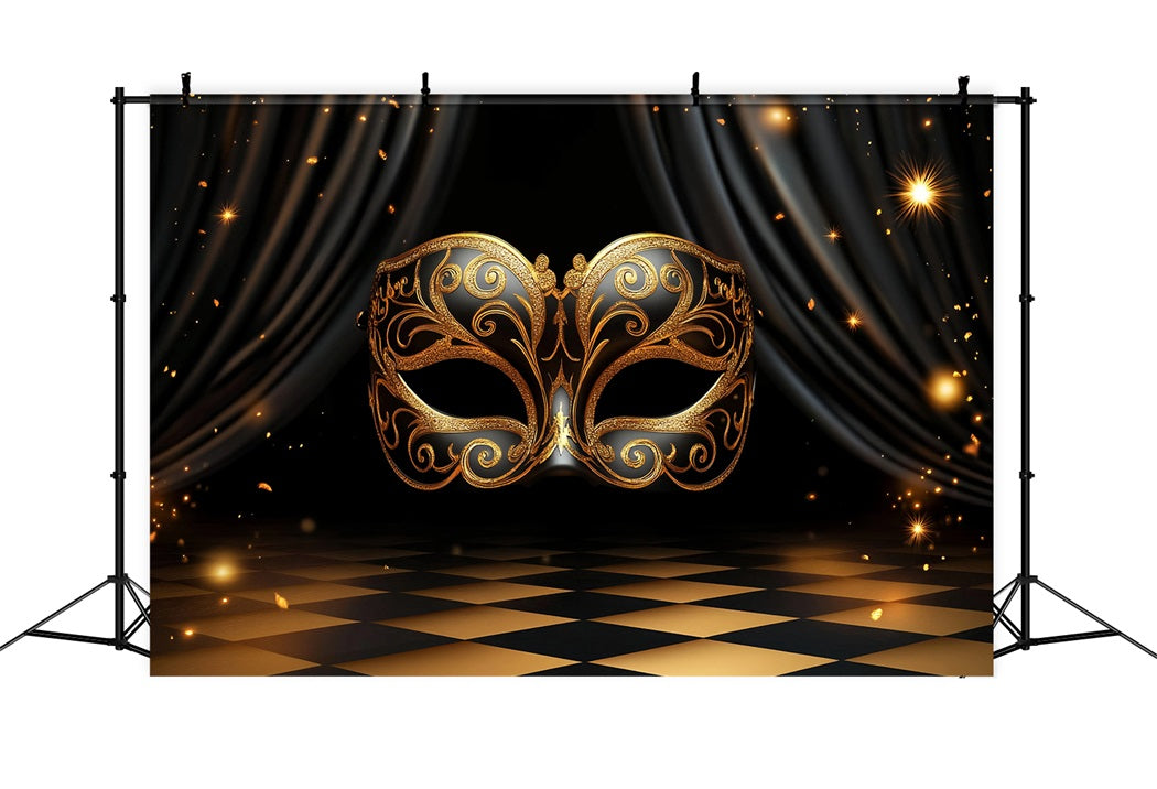 Mask Carnival Backdrop Golden Ornate Masquerade Carnival Backdrop Ideas UK TWW59-4