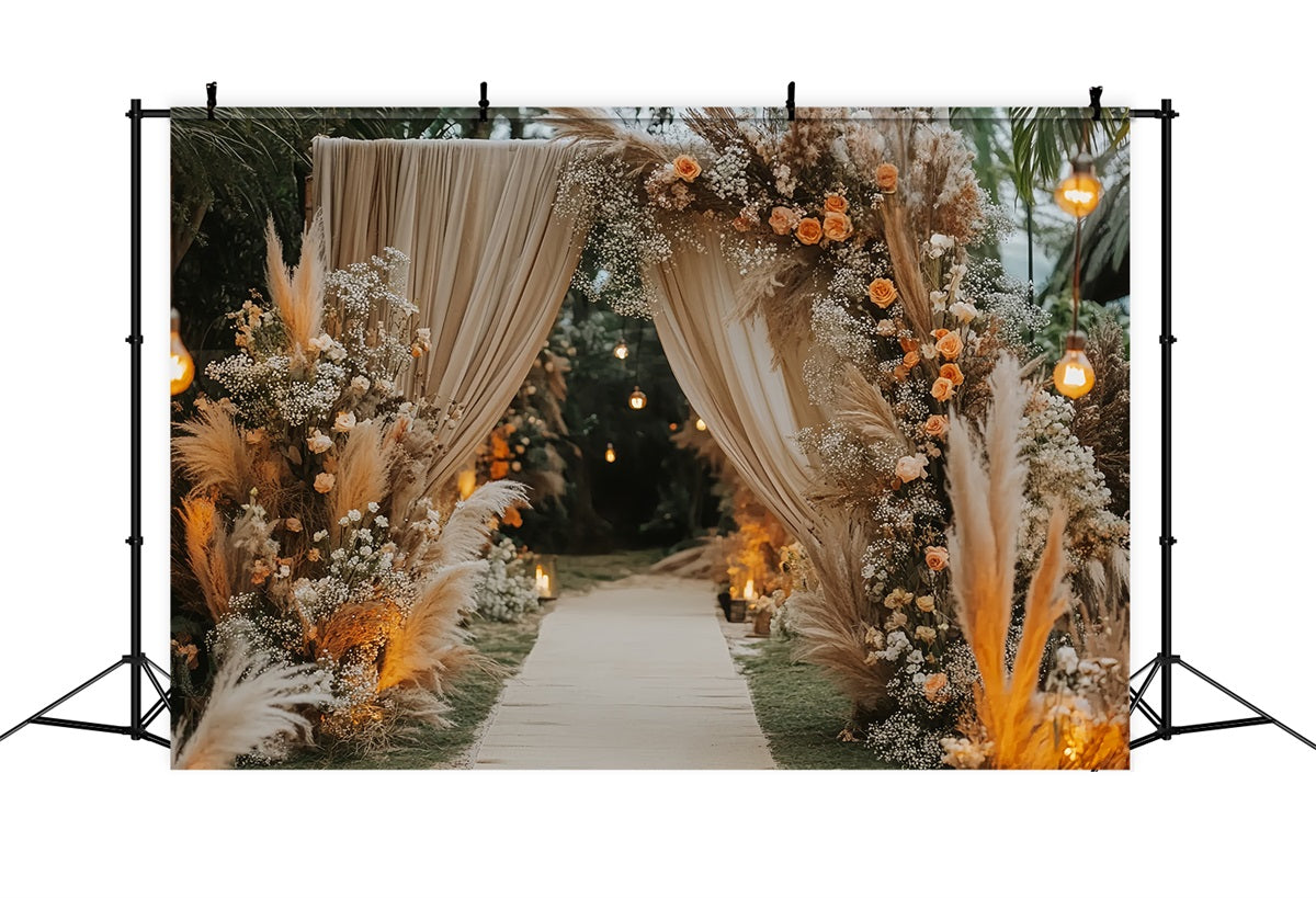 Wedding Boho Backdrop Bohemian Pampas Aisle Entrance Wedding Backdrop UK TWW59-45