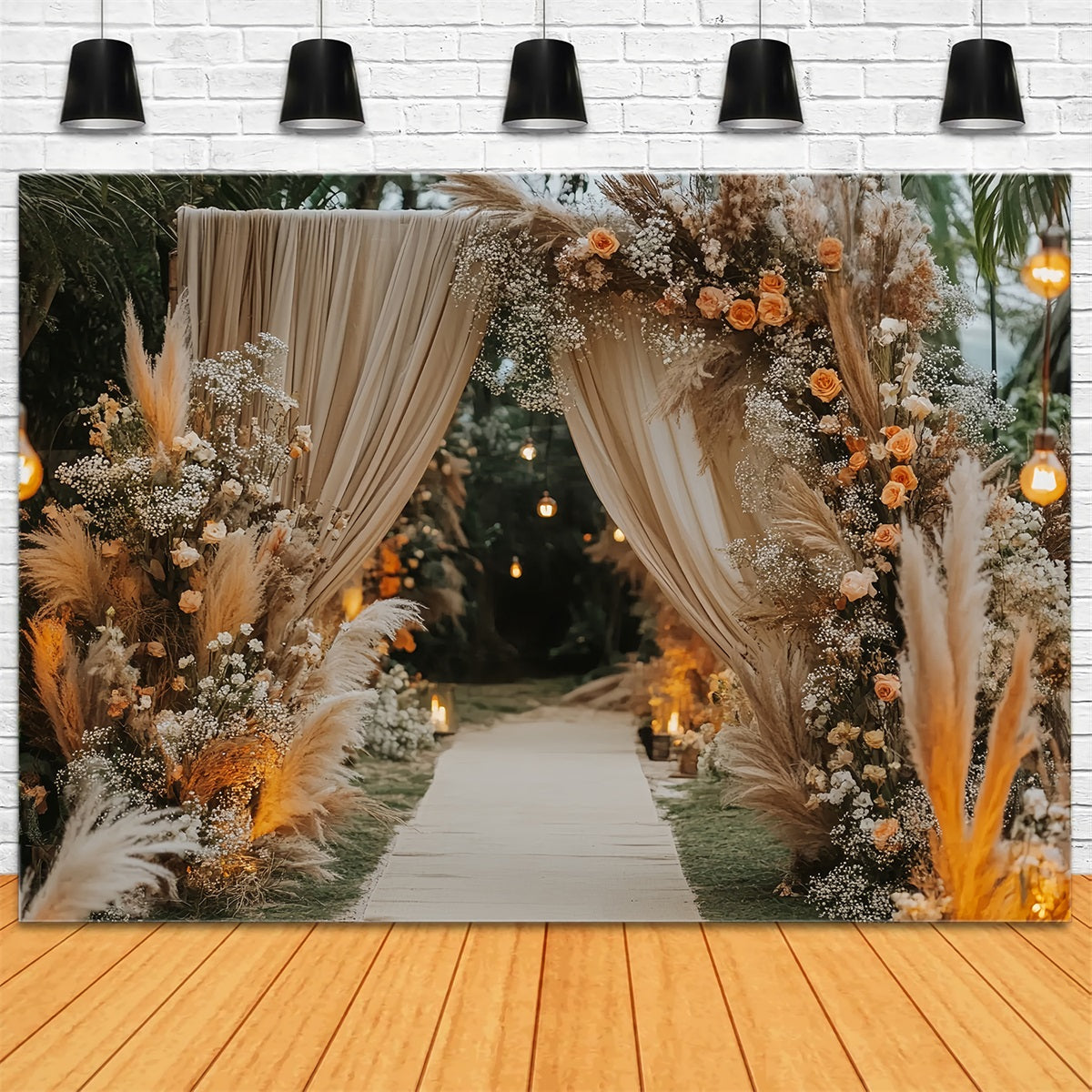 Wedding Boho Backdrop Bohemian Pampas Aisle Entrance Wedding Backdrop UK TWW59-45