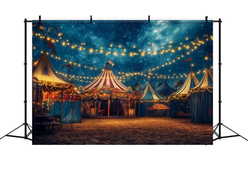 Carnival Tent Backdrop Starry Night Festive Lights Photography Circus Backdrop UK TWW59-5