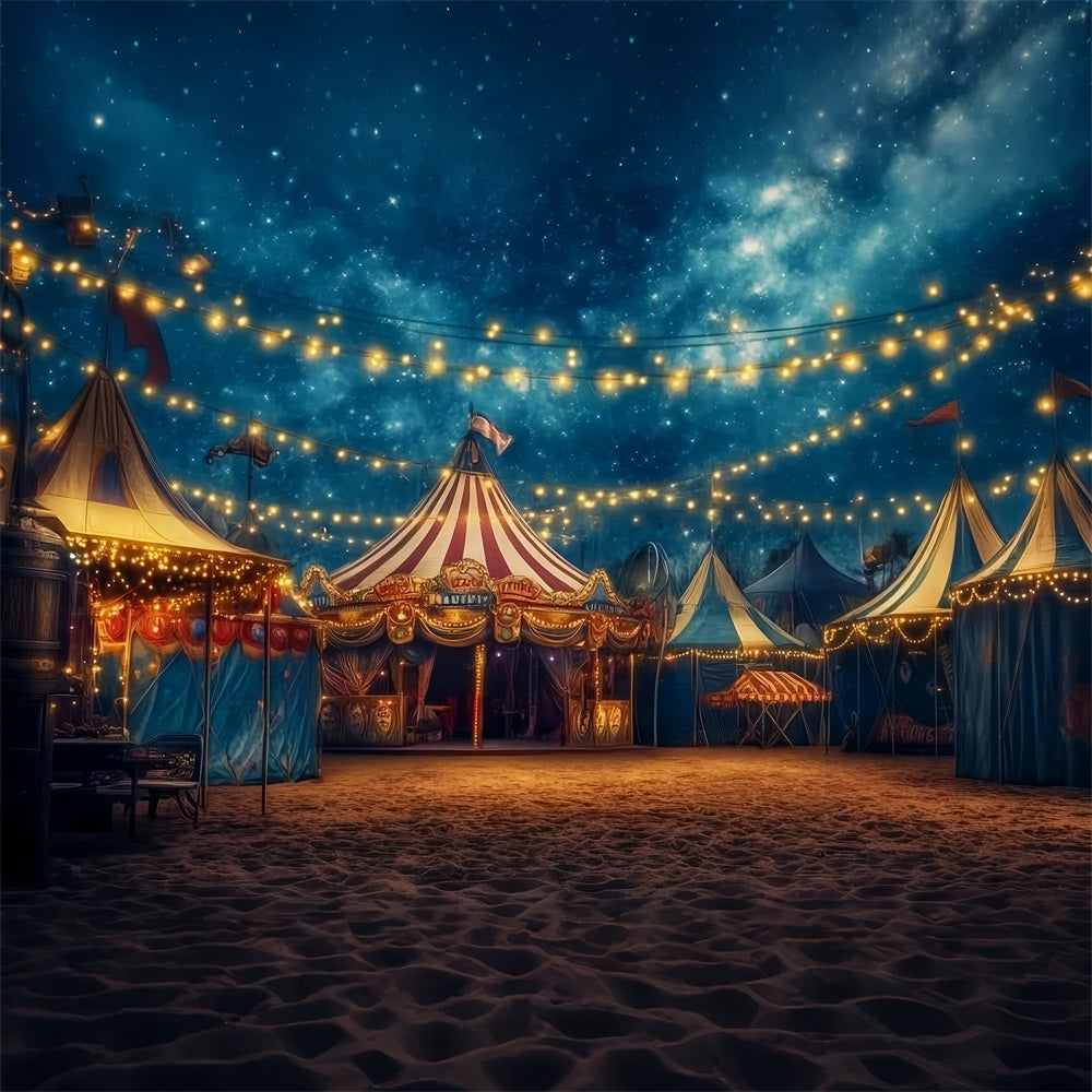 Carnival Tent Backdrop Starry Night Festive Lights Photography Circus Backdrop UK TWW59-5