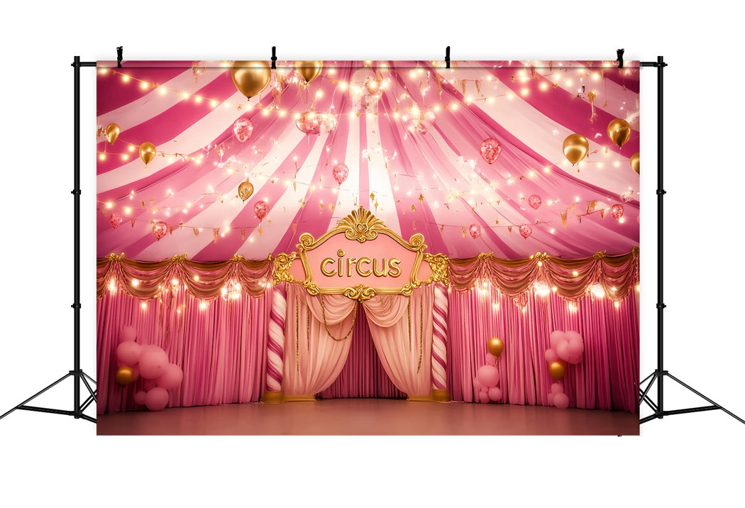 Carnival Tent Backdrop Pink Golden Glamour Hall Pink Circus Backdrop UK TWW59-8