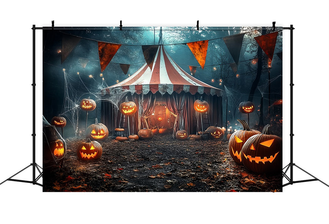 Halloween Circus Backdrop Pumpkin Lantern Spooky Tent Circus Backdrop UK TWW59-9